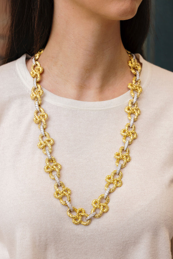 Transformable Diamond & Gold Link Necklace