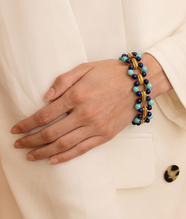 Art Deco Turquoise & Lapis Bracelet