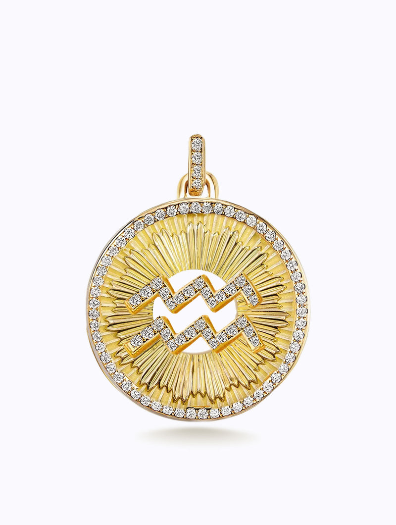 Aurora All Diamond Zodiac Medallion