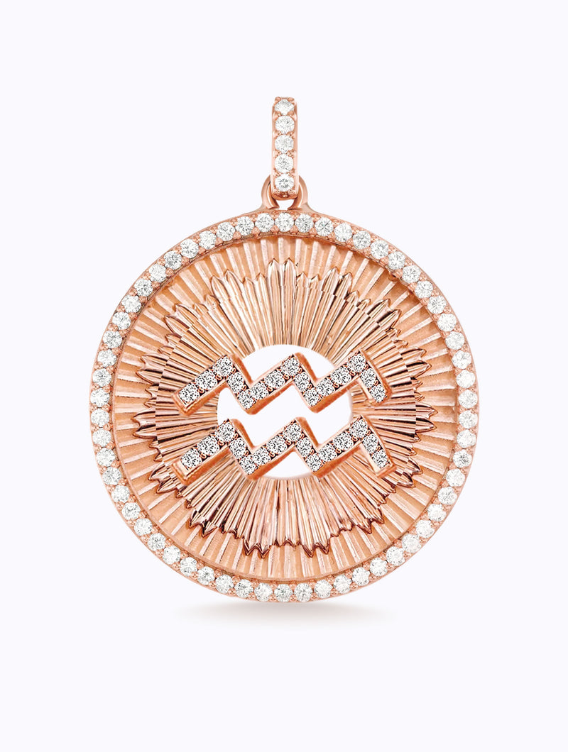 Aurora All Diamond Zodiac Medallion