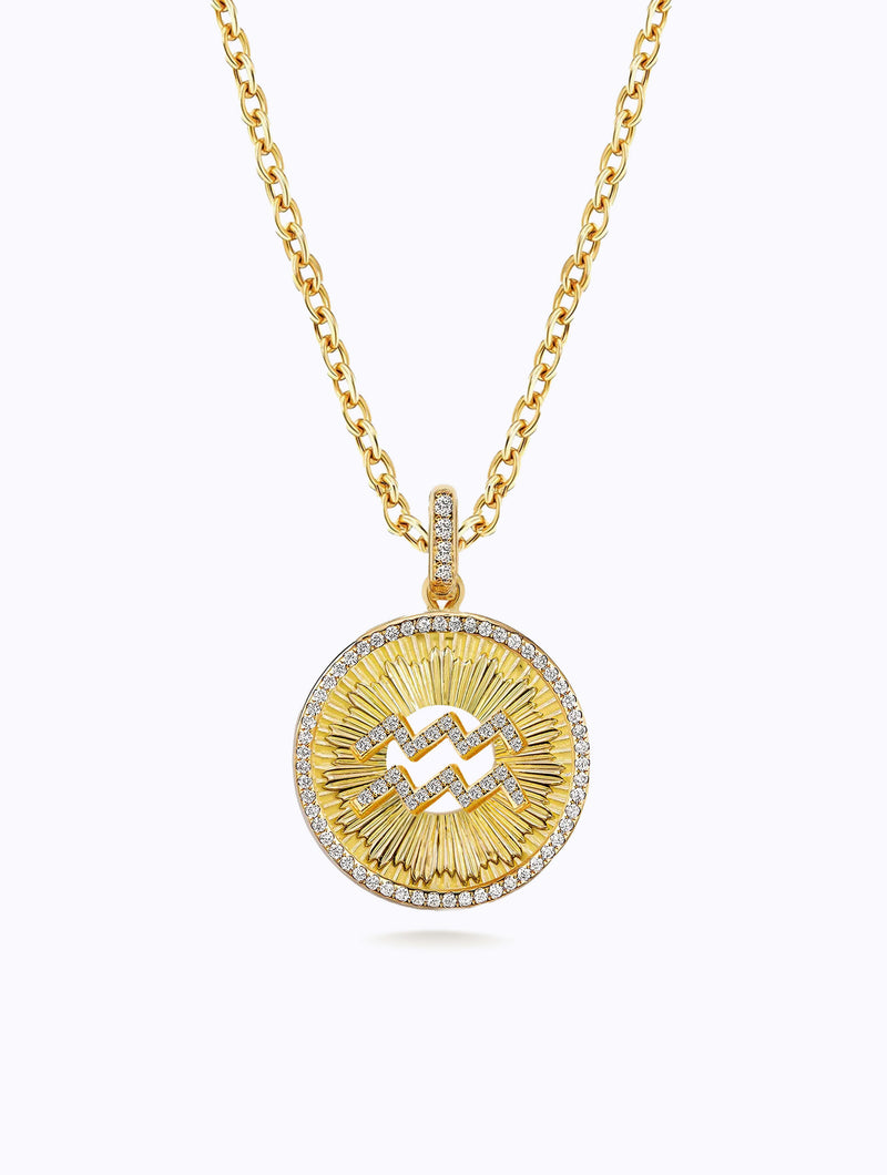 Aurora All Diamond Zodiac Medallion