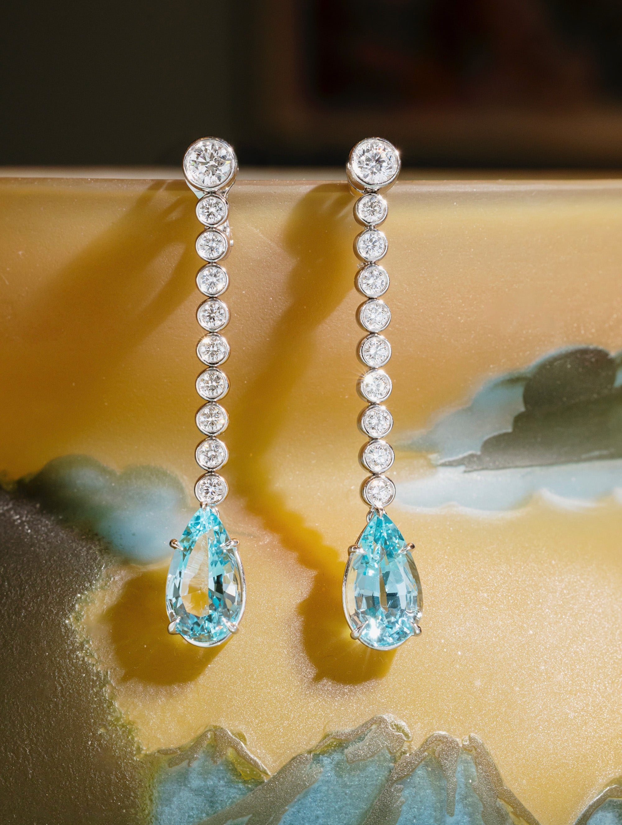 Aura Aquamarine & Diamond Drop Earrings