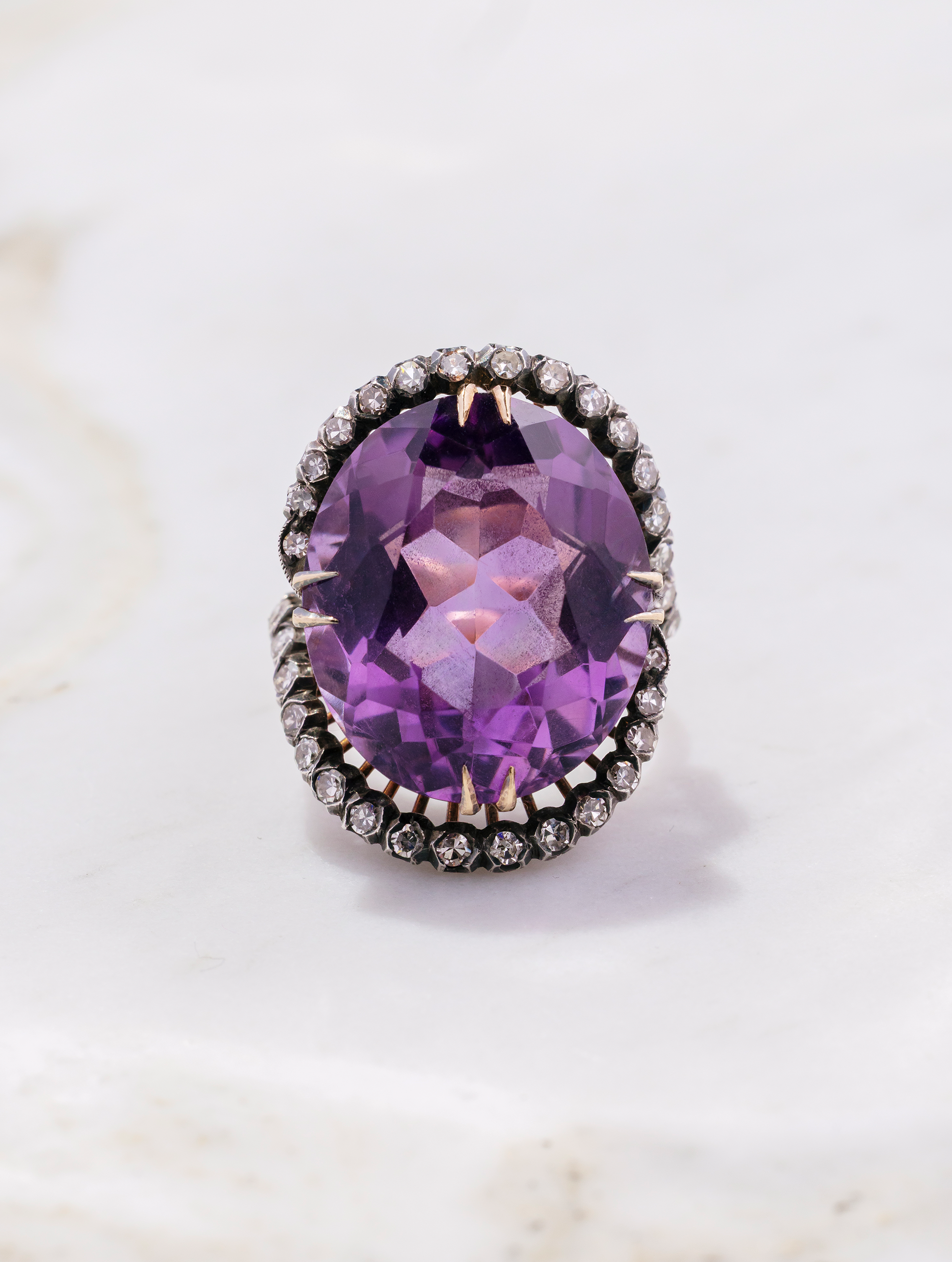 Vintage Amethyst & Diamond Ring, Circa 1960s