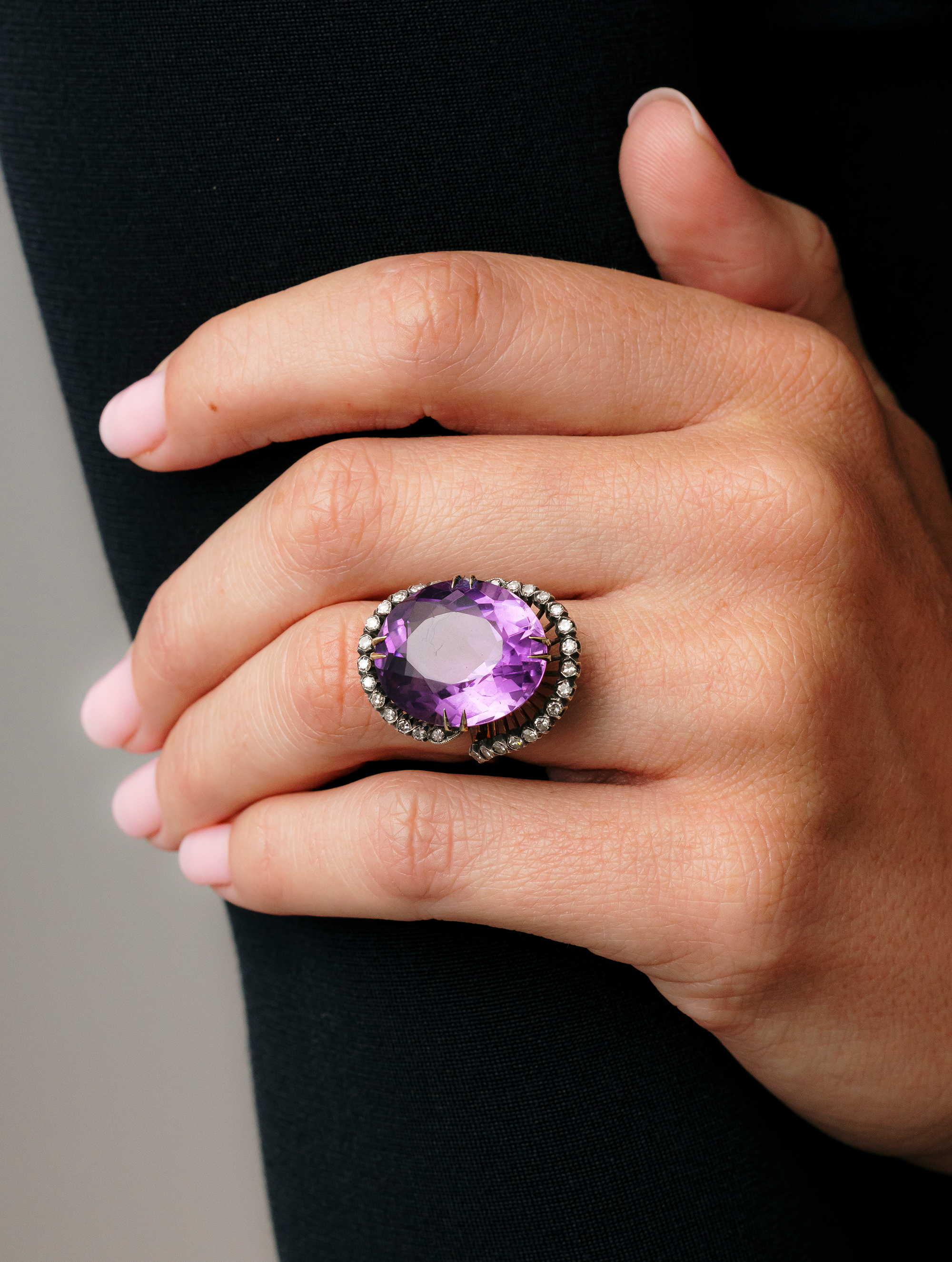 Vintage Amethyst & Diamond Ring, Circa 1960s