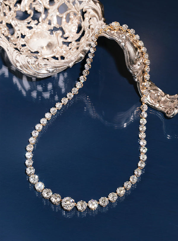 Antique Belle Époque Old European Cut Diamond Rivière Necklace