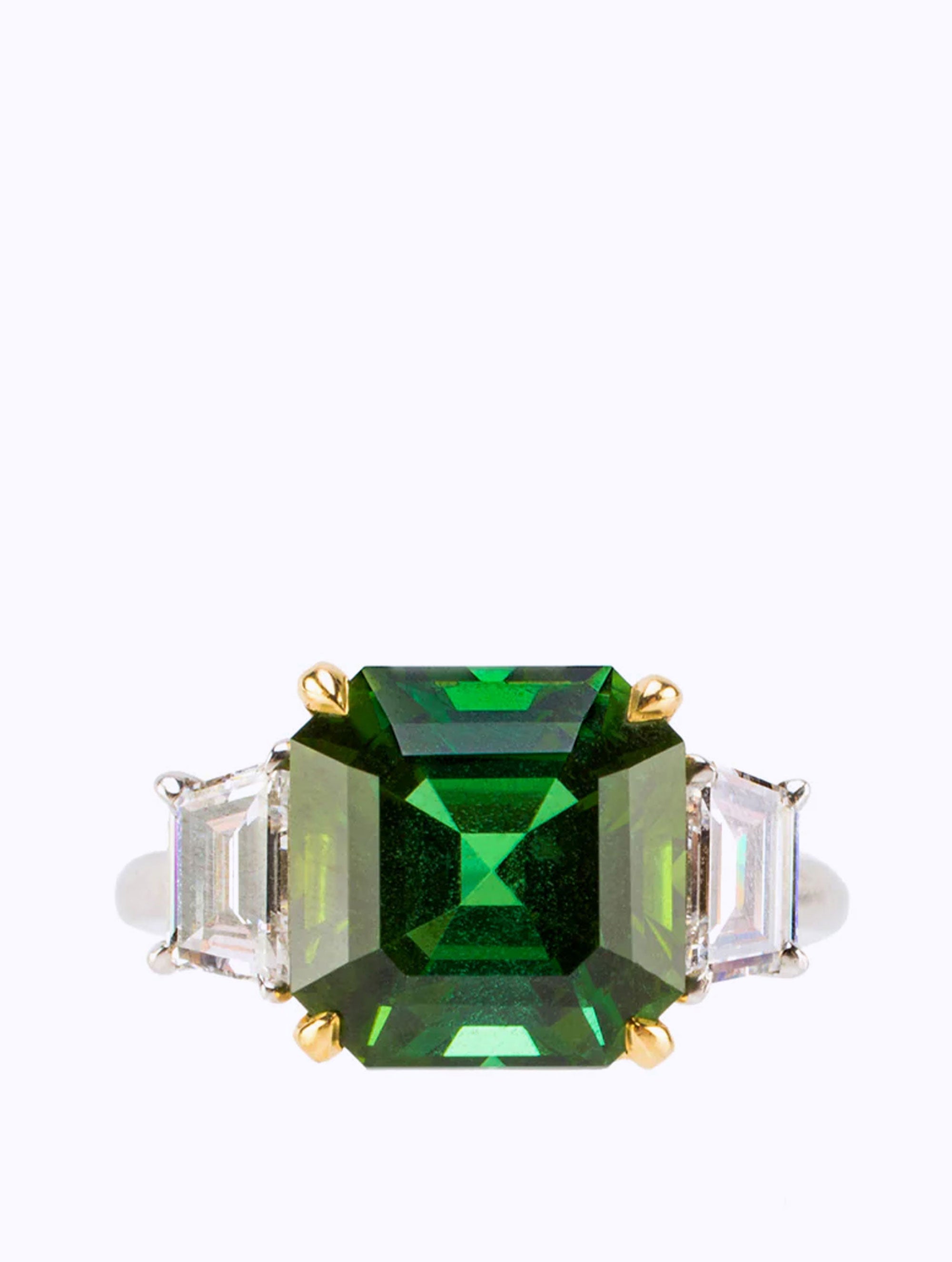 Asscher Cut Tourmaline & Diamond Ring
