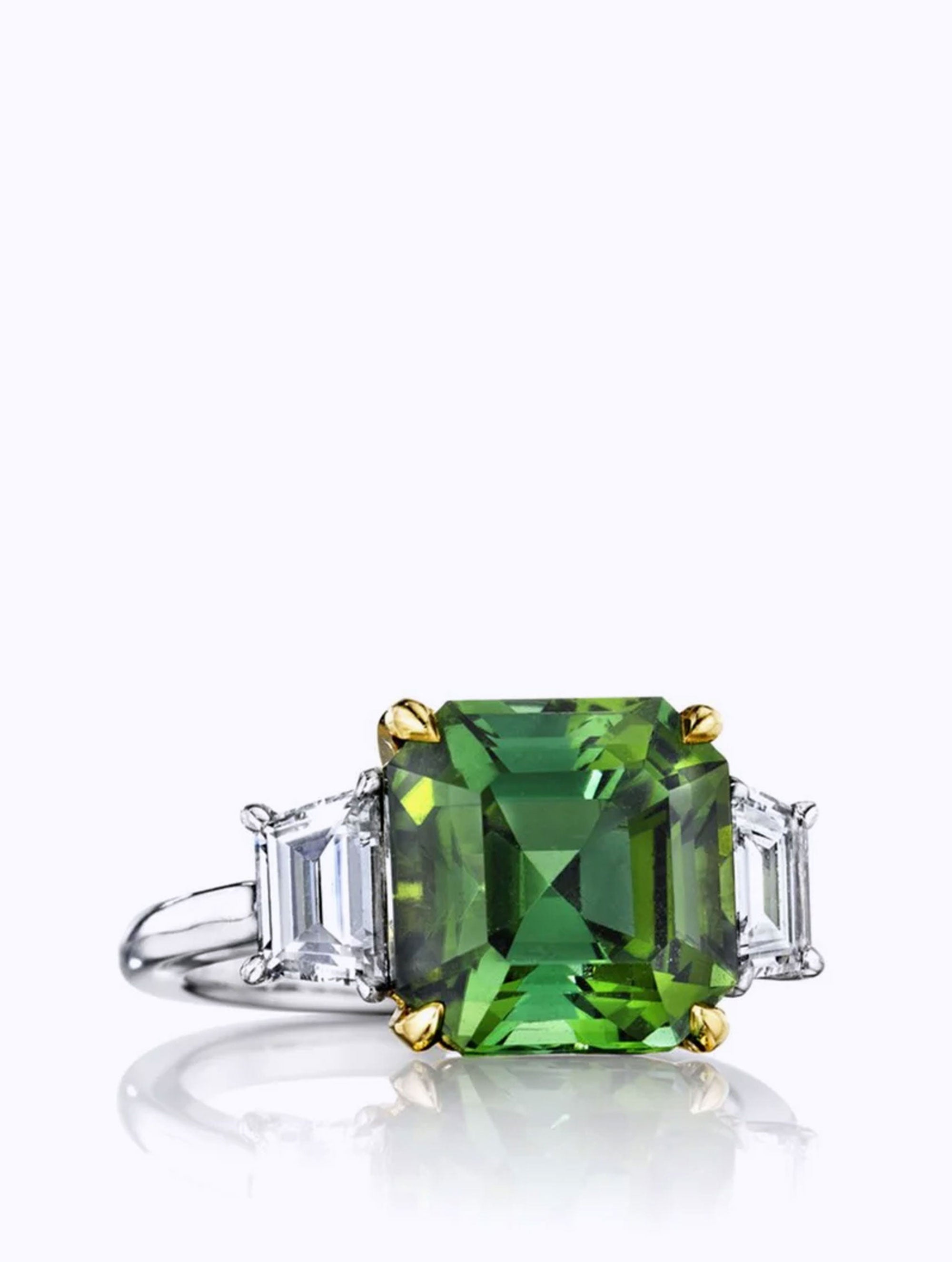 Asscher Cut Tourmaline & Diamond Ring