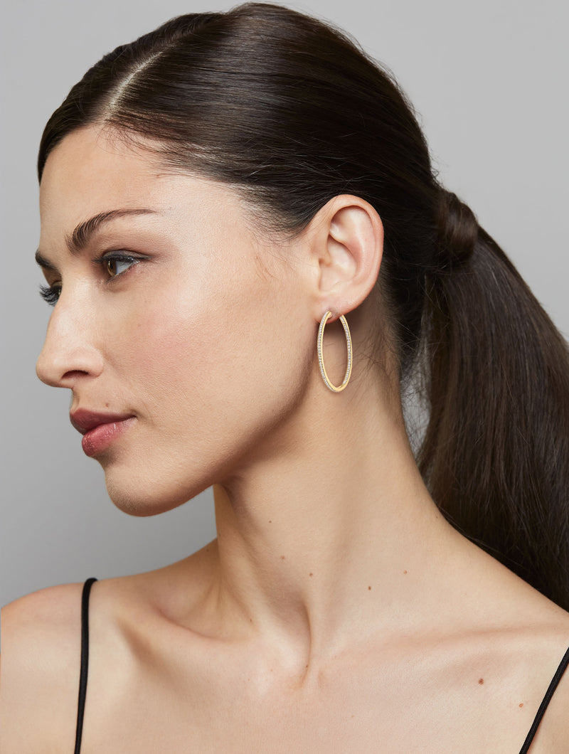 SLIM ATHENA DIAMOND HOOP EARRINGS