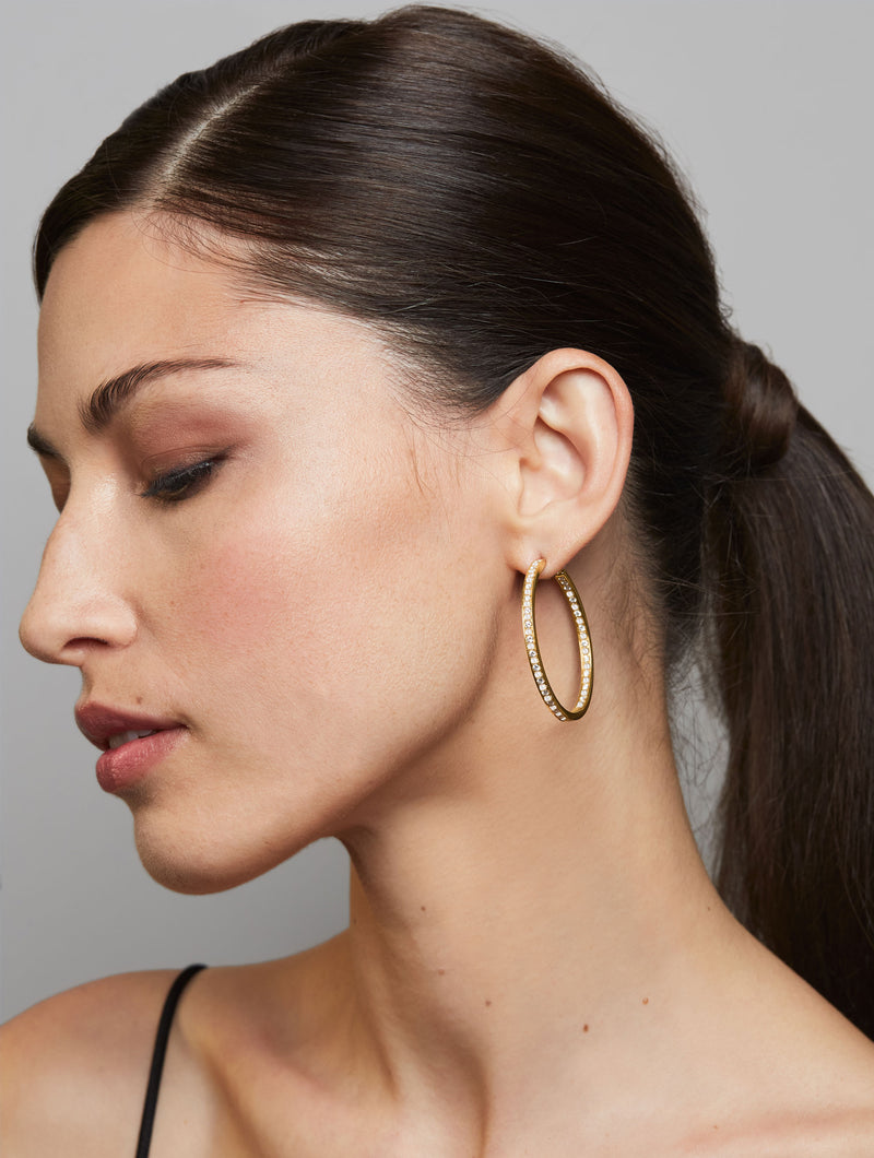 CLASSIC ATHENA PEARL & DIAMOND HOOP EARRINGS