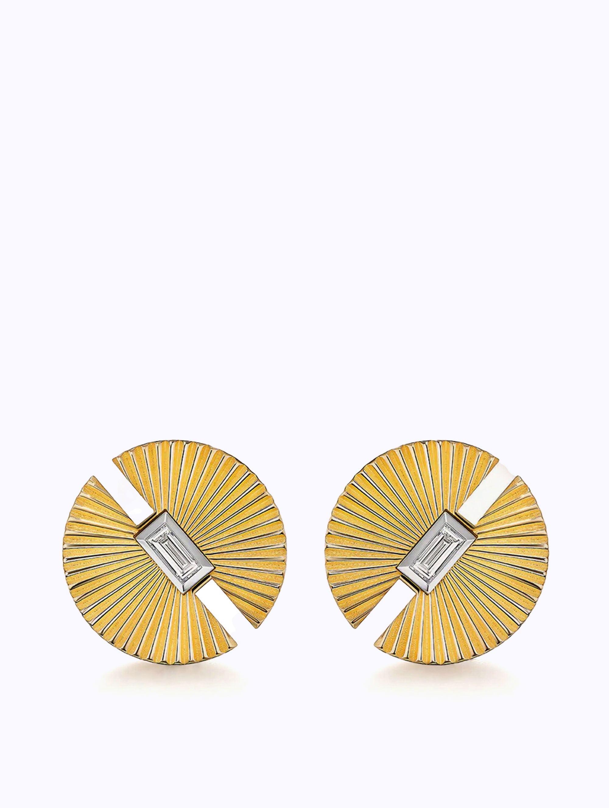 AURORA BAGUETTE DIAMOND HALF MOON EARRINGS