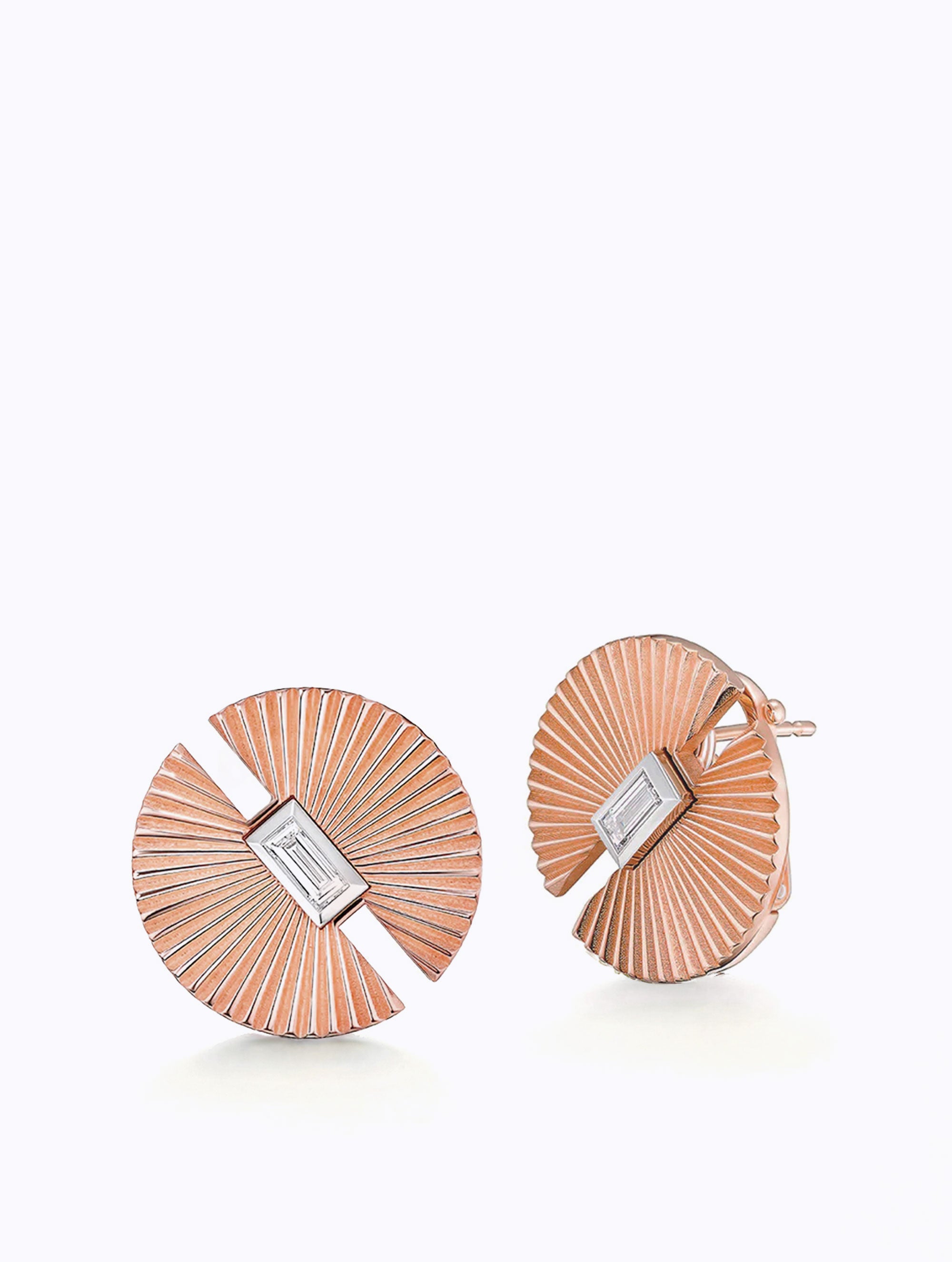 AURORA BAGUETTE DIAMOND HALF MOON EARRINGS