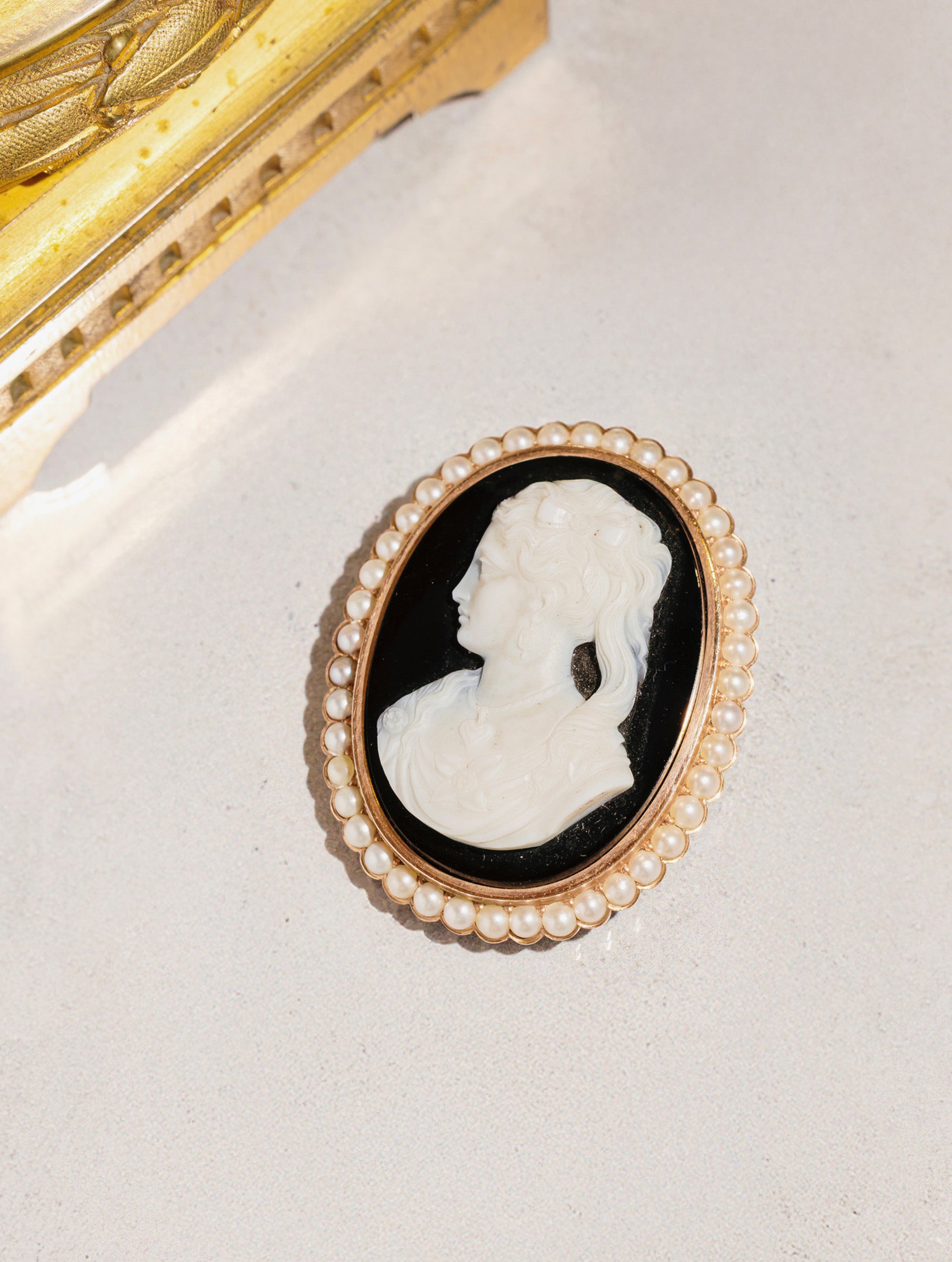Antique Cameo Pearl Brooch and Pendant