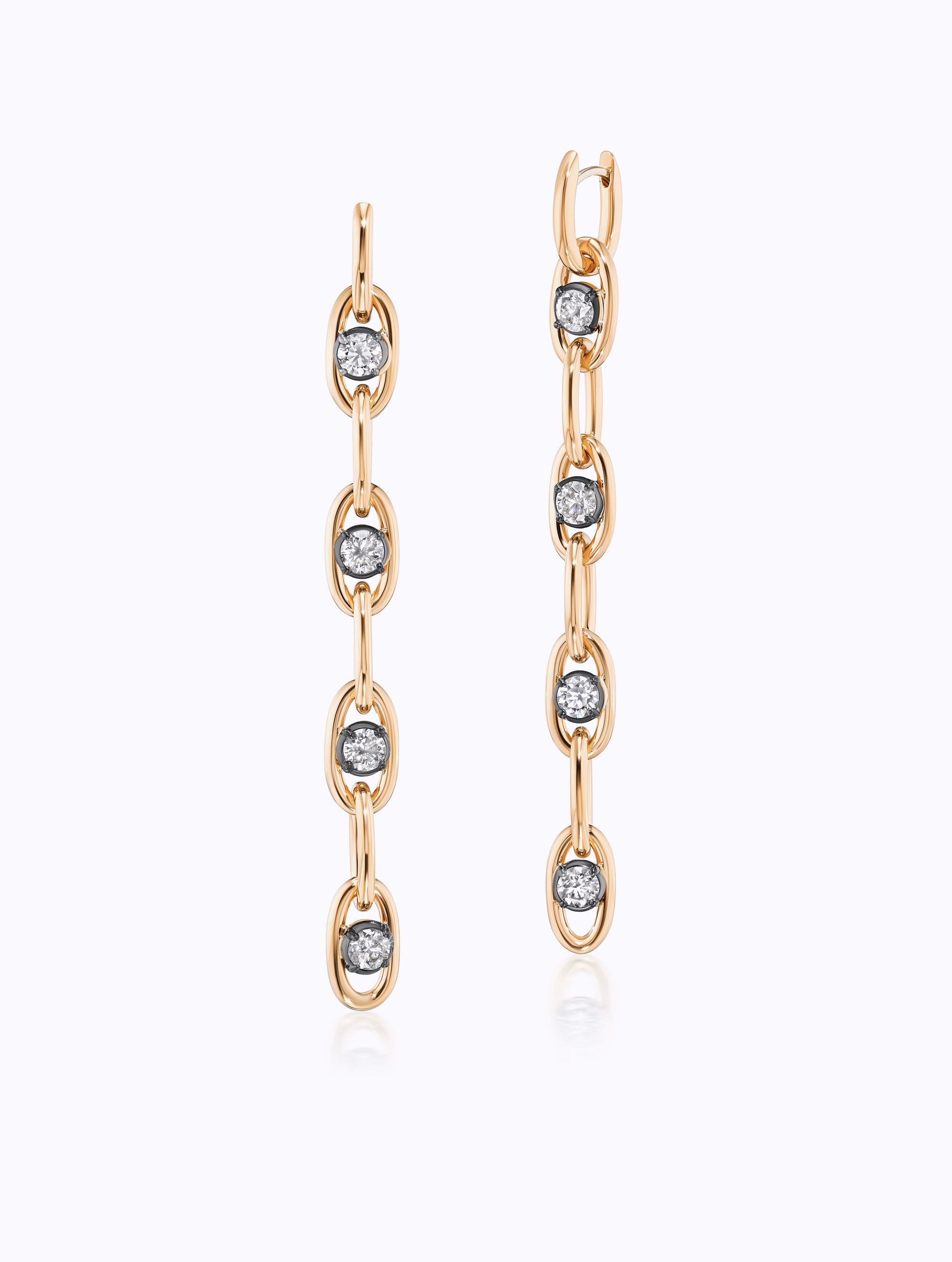 Shadow Diamond Link Drop Earrings