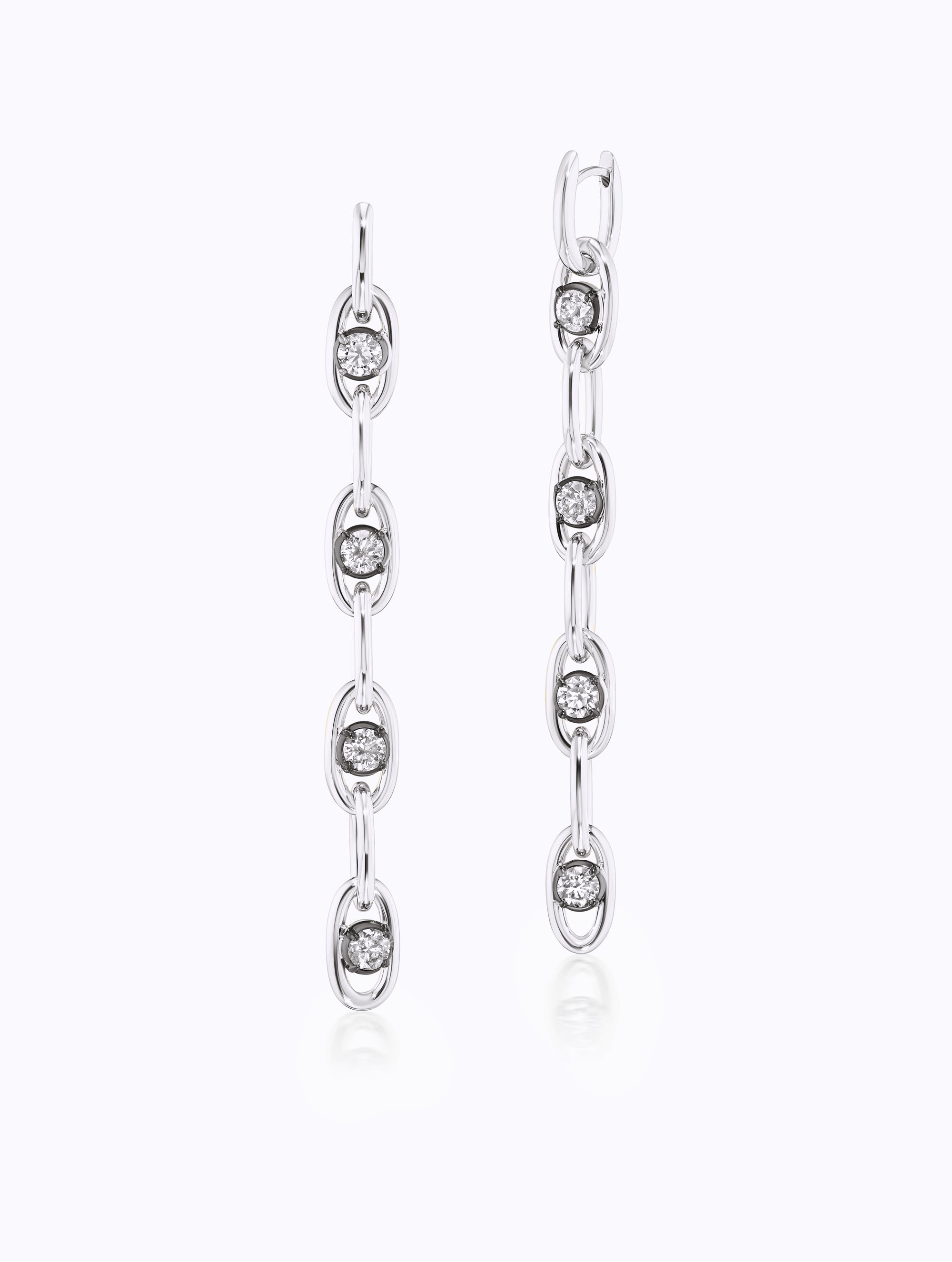 Shadow Diamond Link Drop Earrings