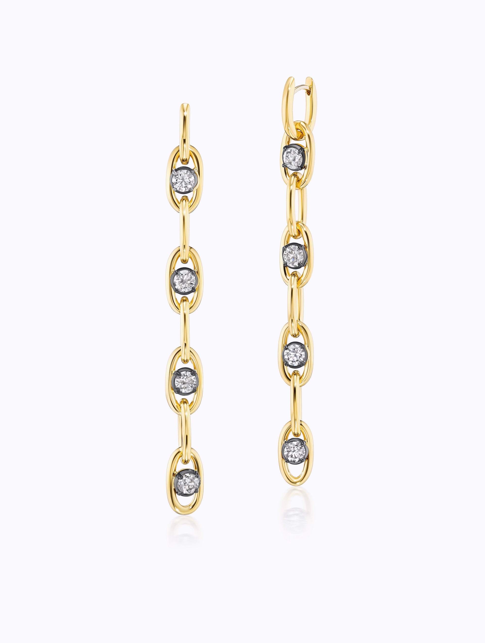 Shadow Diamond Link Drop Earrings