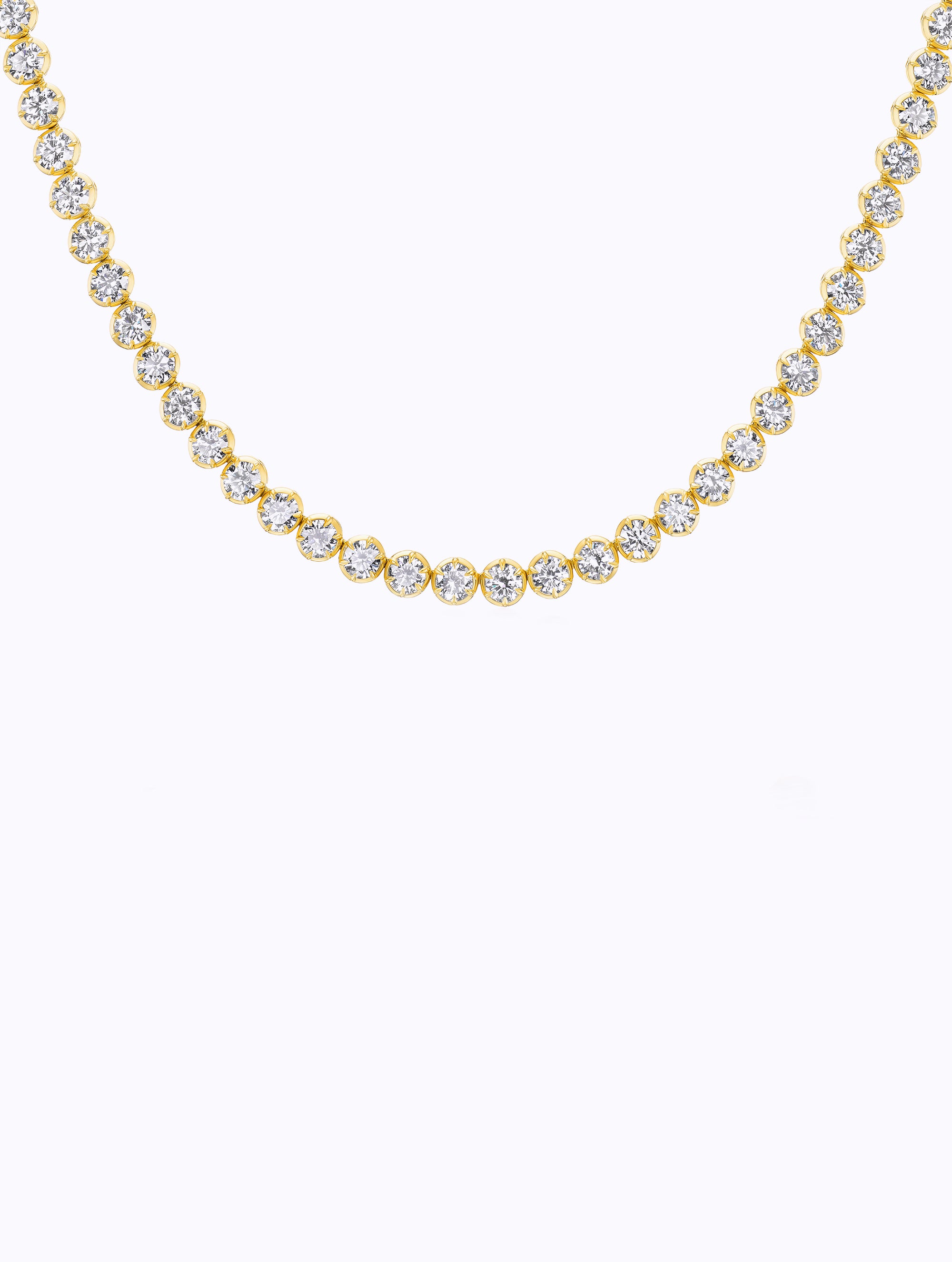 Shadow Round Brilliant Diamond Tennis Necklace