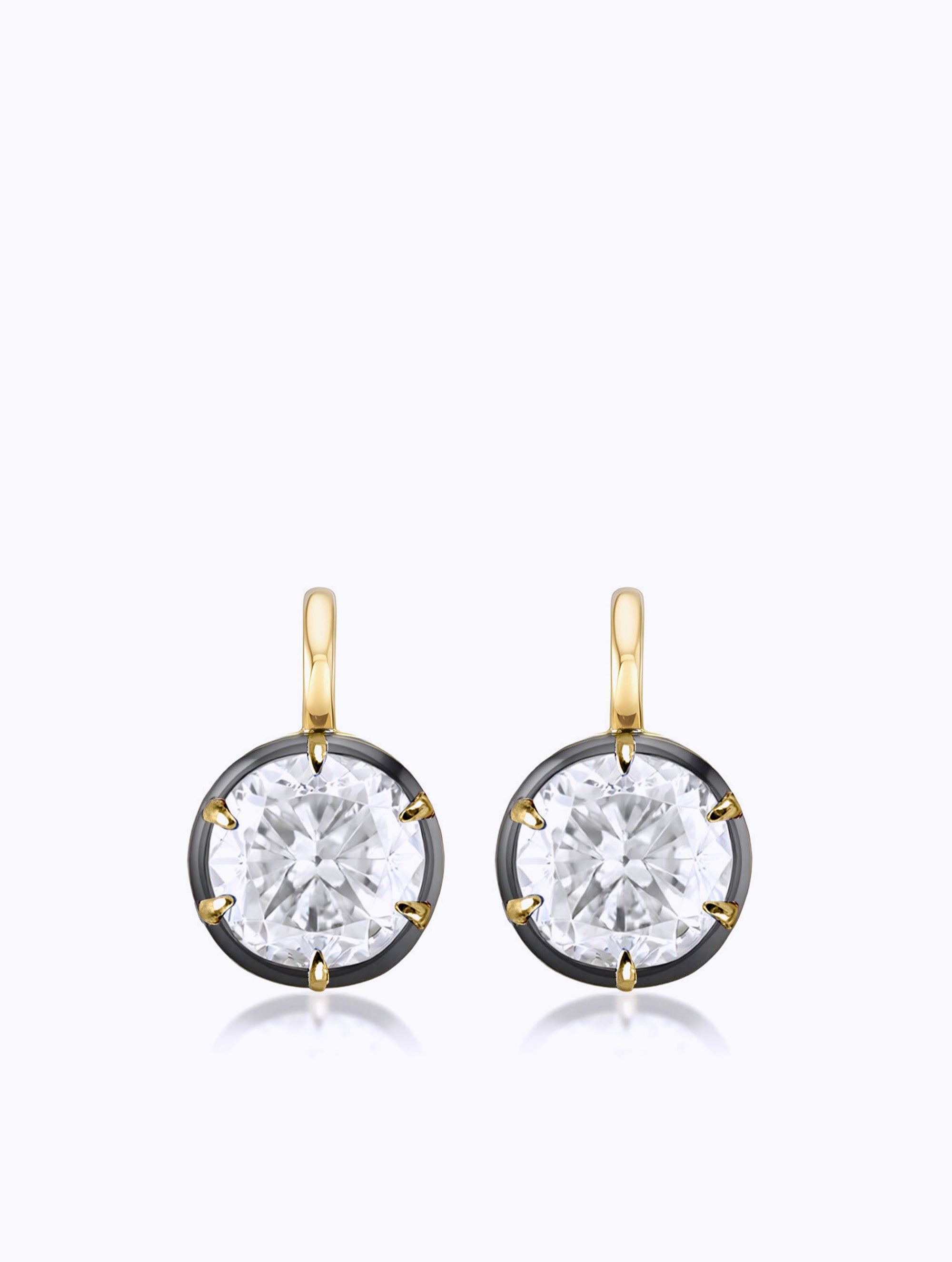 Shadow Round Brilliant Cut Diamond Drop Earrings