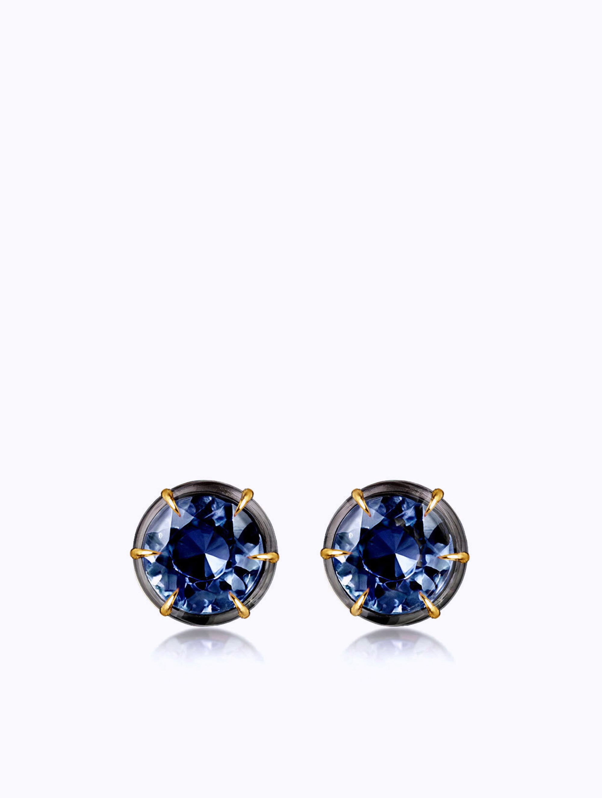 Shadow Blue Sapphire Studs