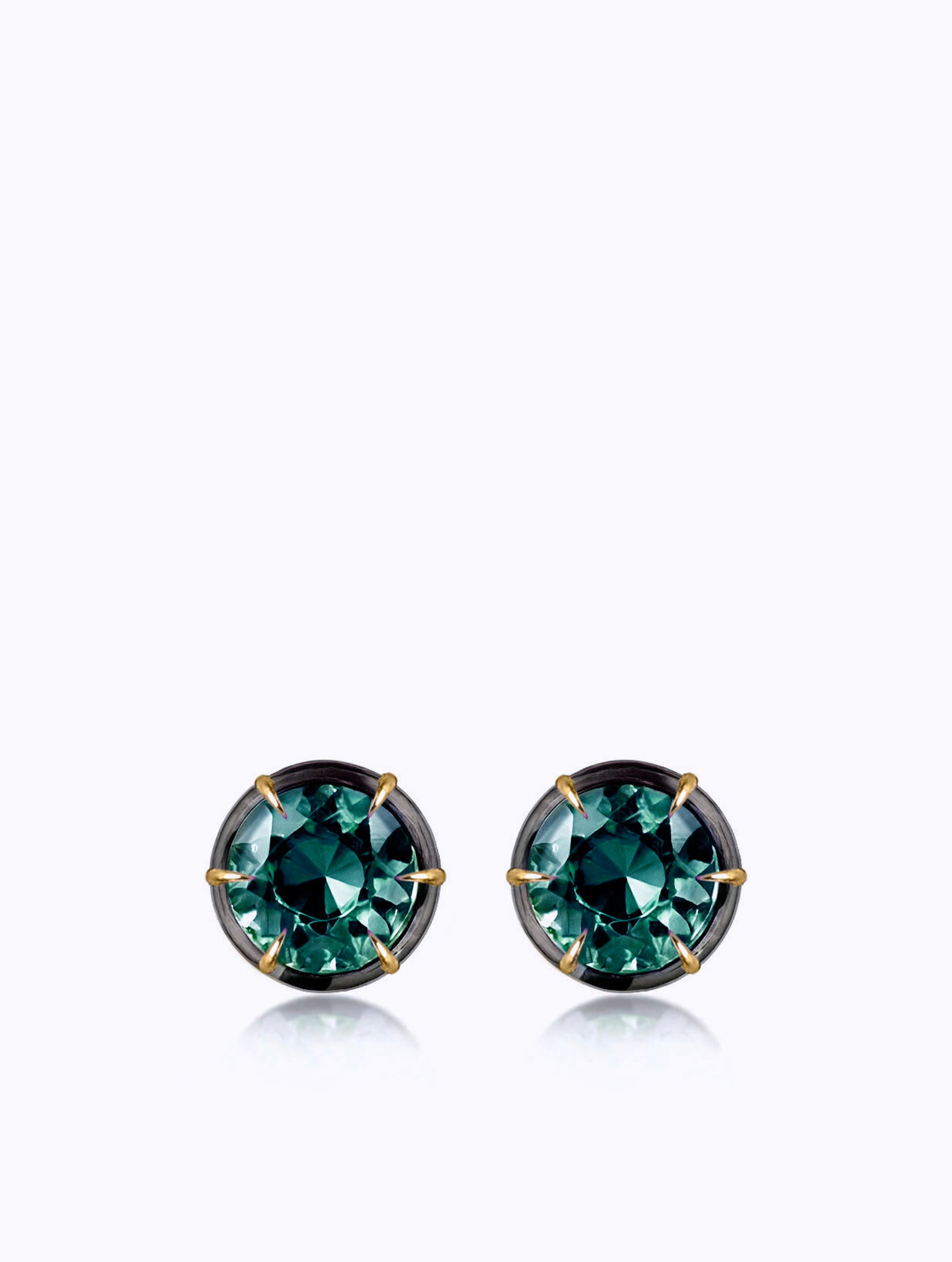 Shadow Teal Sapphire Studs
