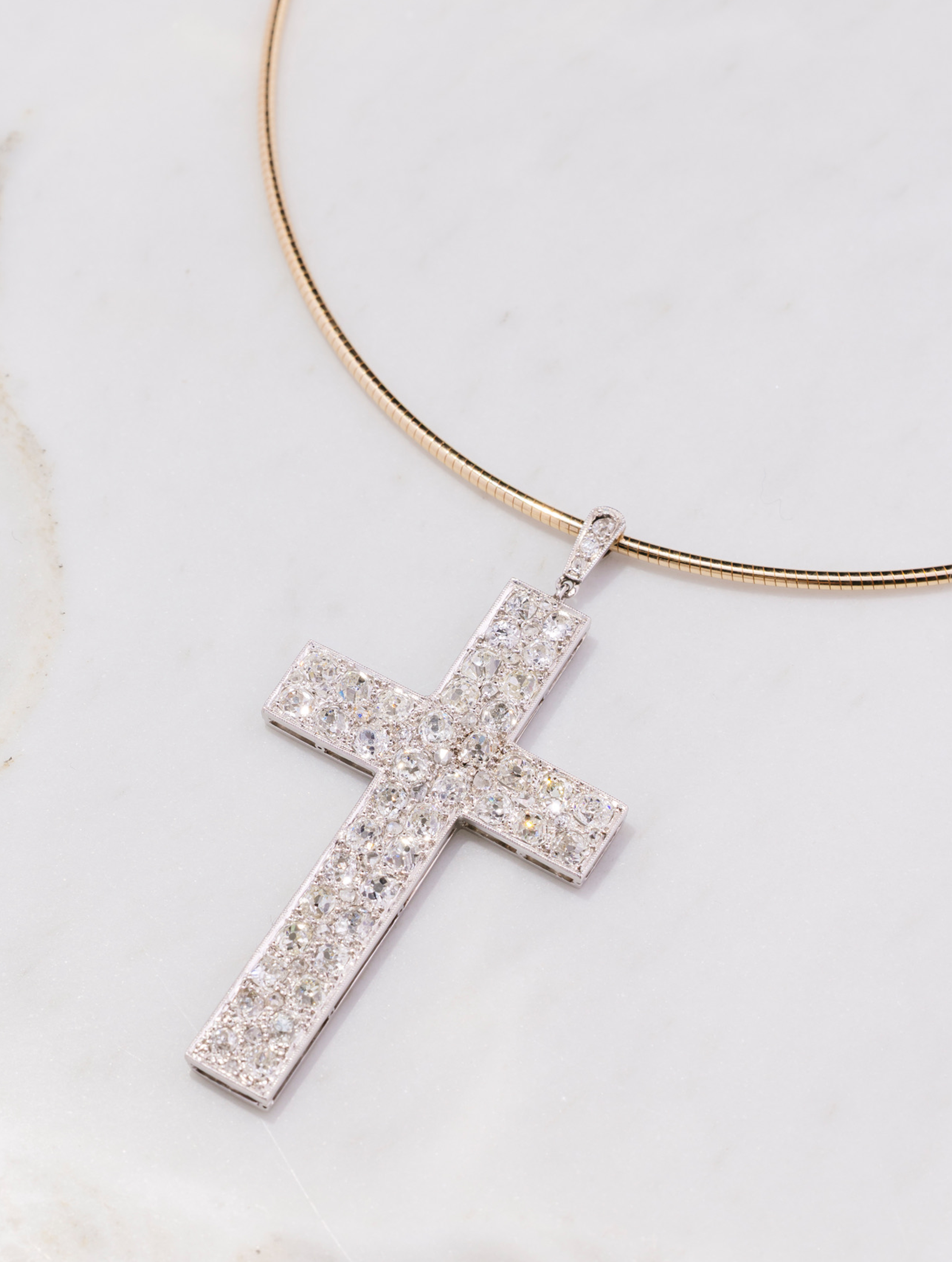 Belle Époque Diamond Cross Pendant, circa 1915