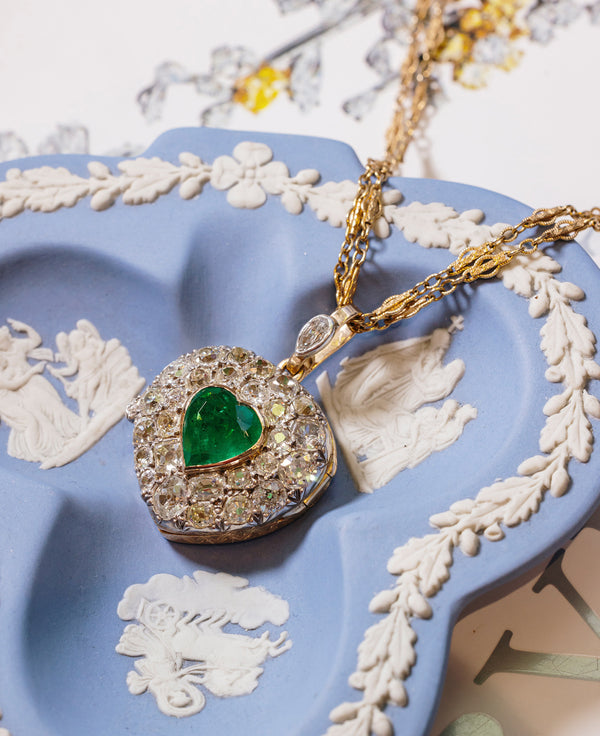Antique Emerald & Diamond Locket