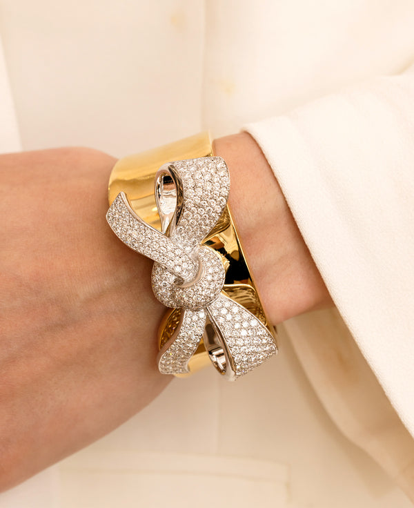 Gold Diamond Bow Cuff
