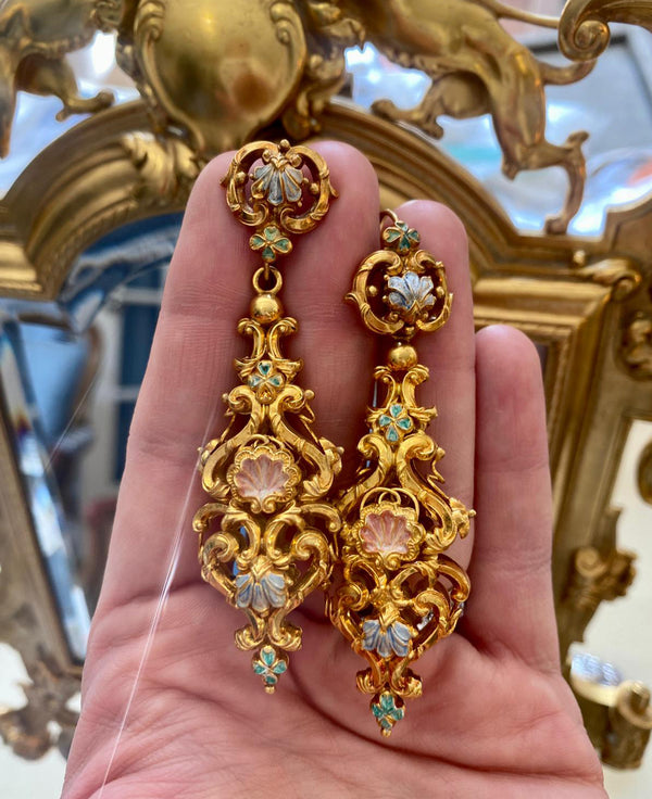 Georgian Gold & Enamel Earrings