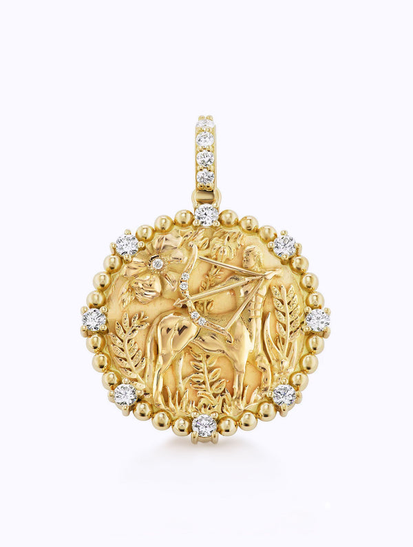 Gold Diamond Zodiac Medallion