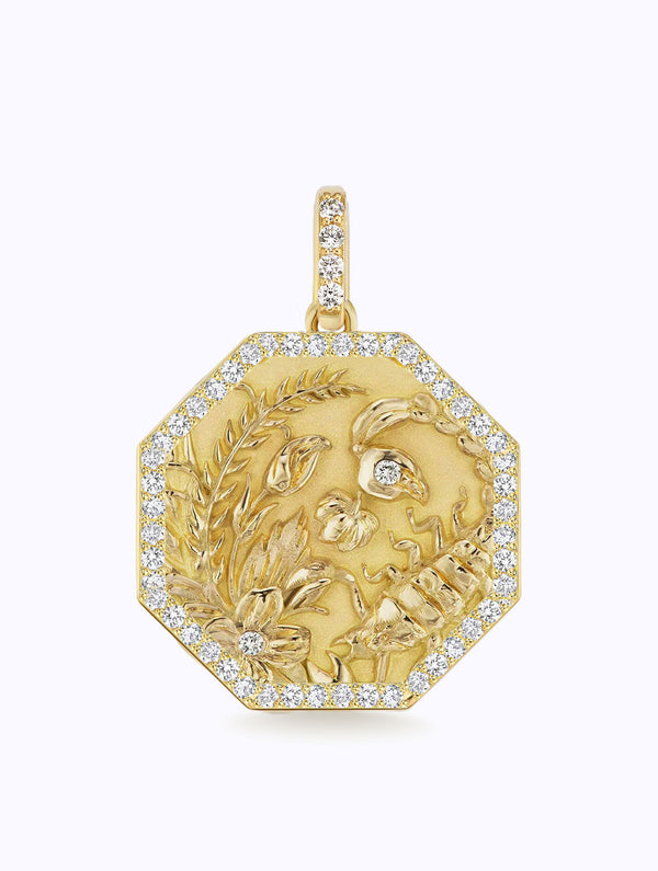 Gold All Diamond Talisman Zodiac Medallion