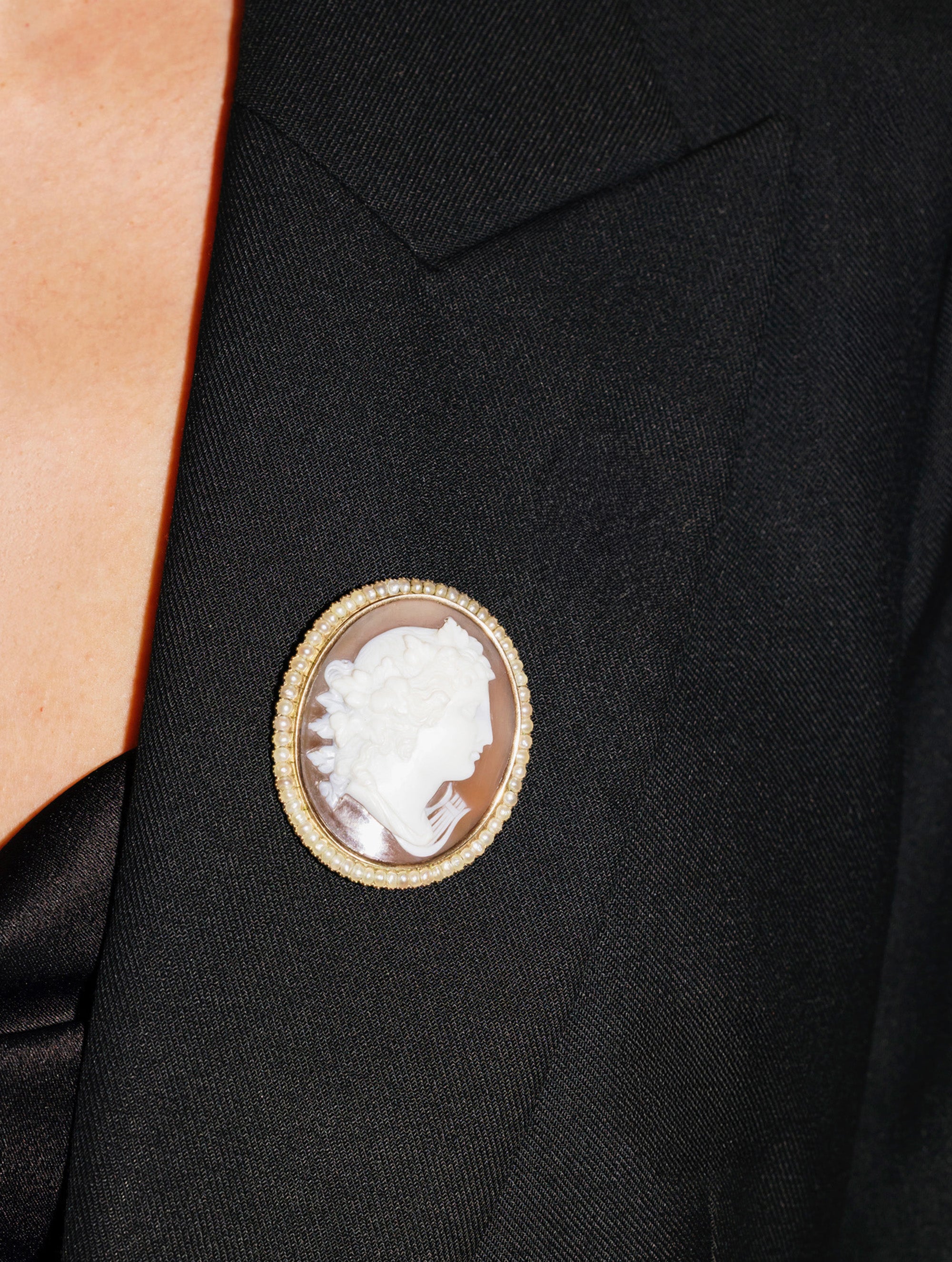 Antique Cameo Pearl Brooch