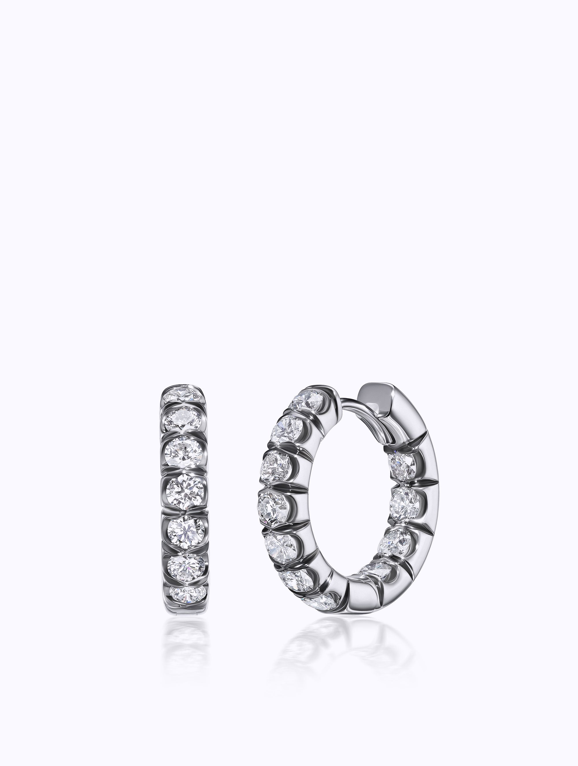 Jumbo Aura Shadow Diamond Huggie Hoop Earrings