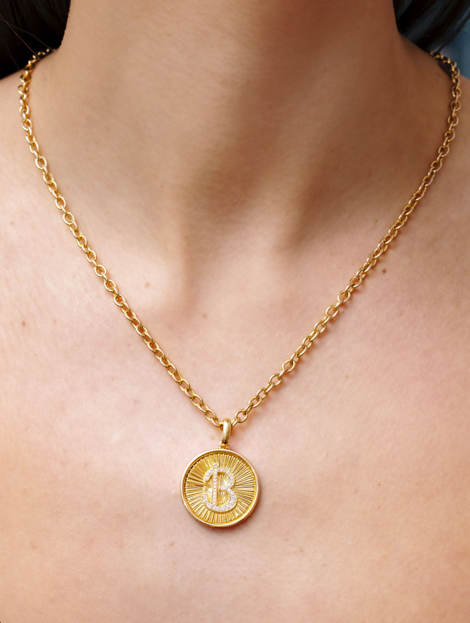 Aurora Diamond Initial Medallion