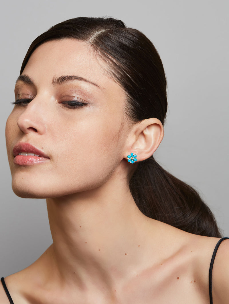 CONFETTI TURQUOISE & DIAMOND CLUSTER EARRINGS