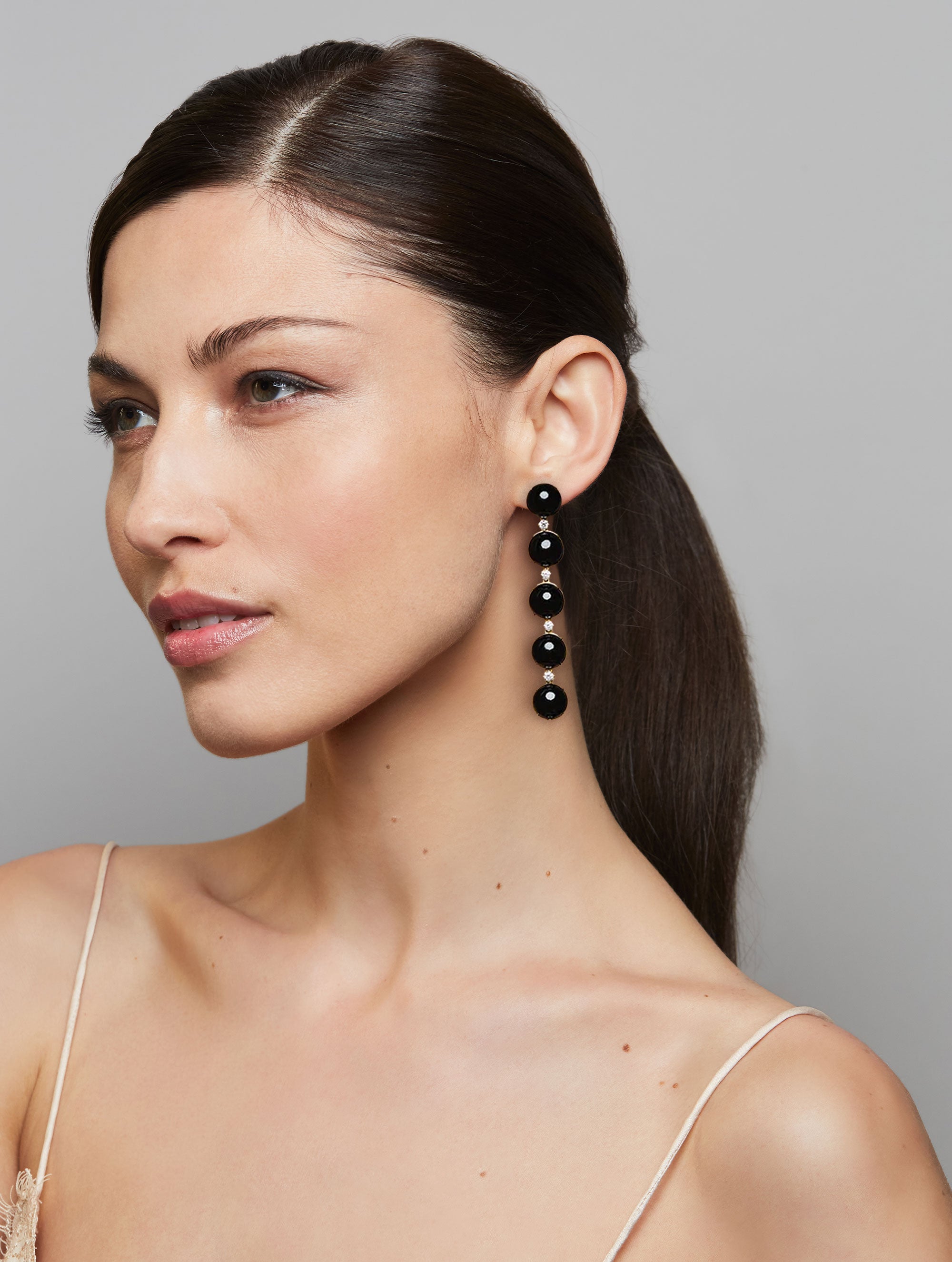 CONFETTI ONYX & DIAMOND DROP EARRINGS