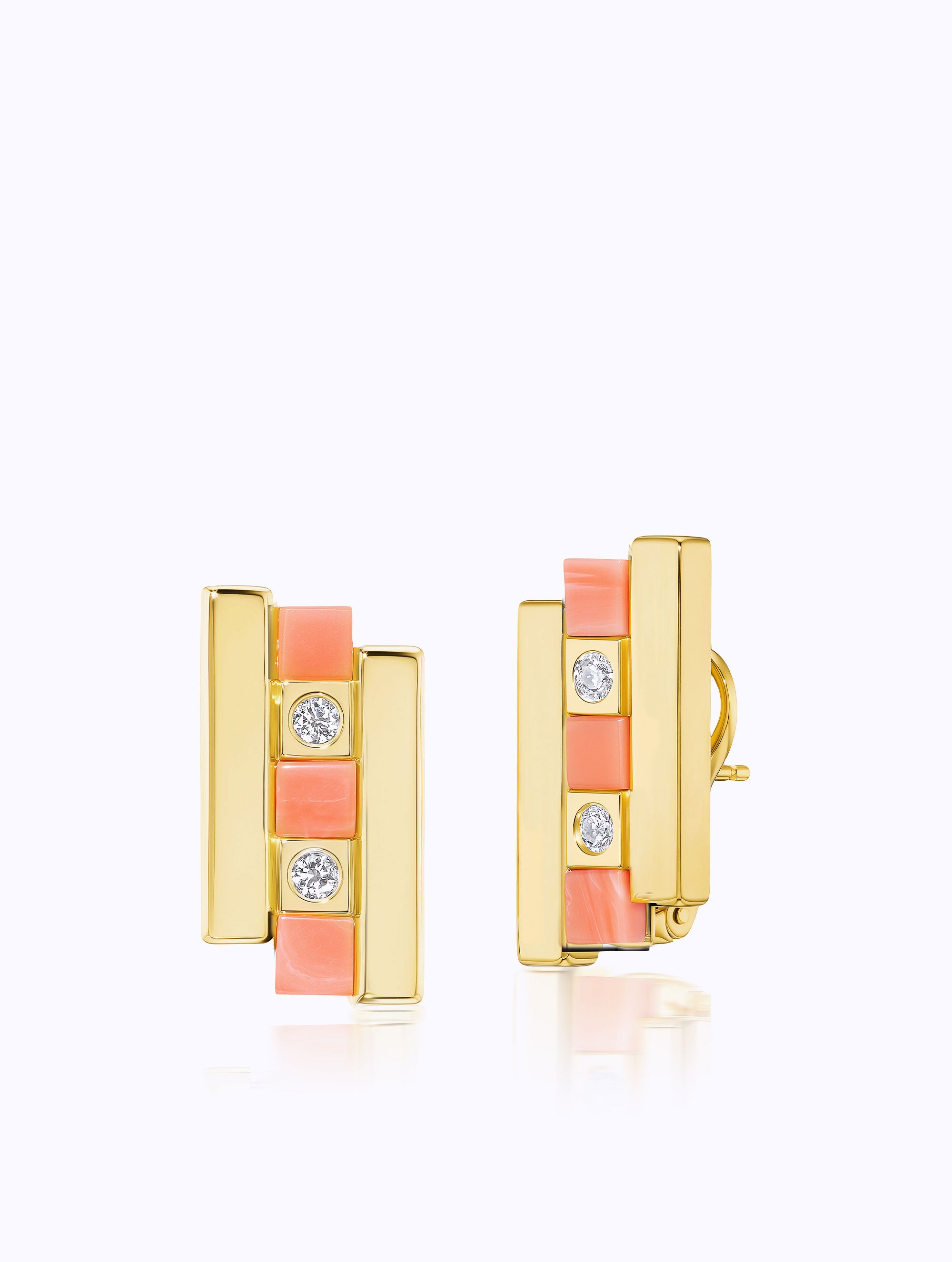 Jumbo Carousel Coral & Diamond Earrings