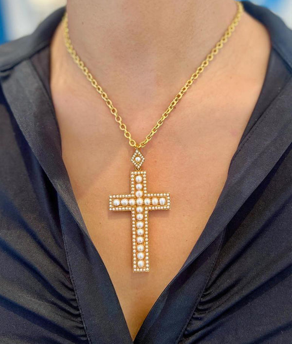 Antique Natural Pearl Cross