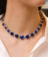 Cushion cut Sapphire & Diamond RiviÈre Necklace