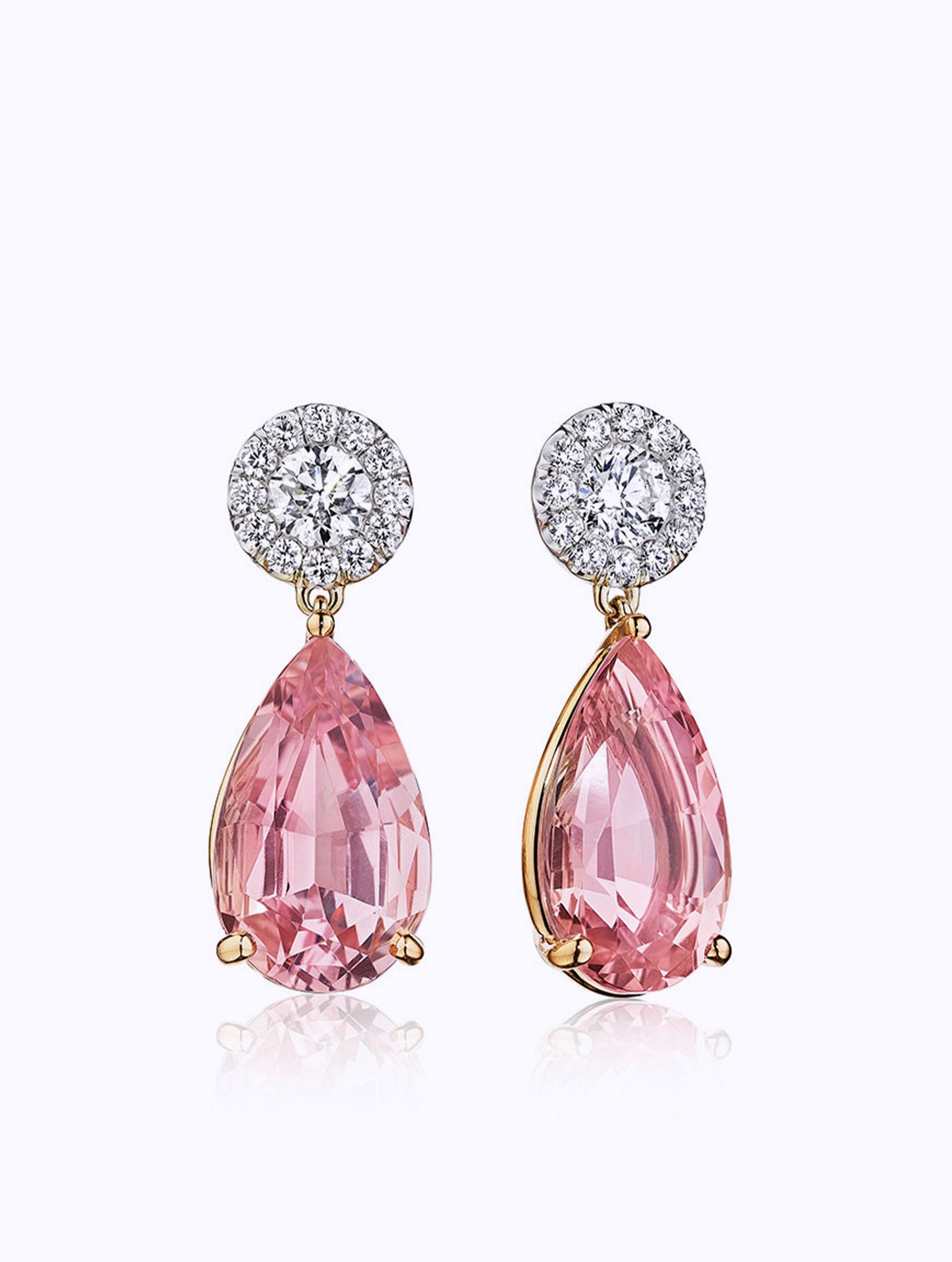 DIAMOND & MORGANITE DROP EARRINGS