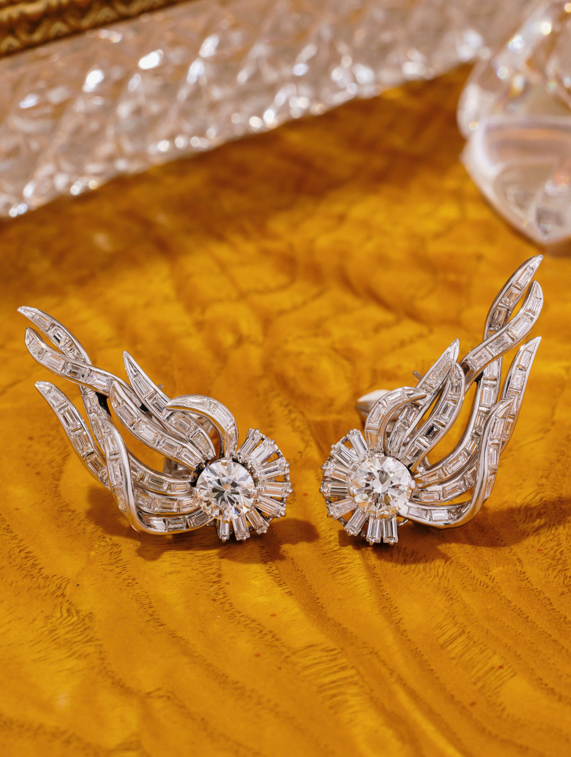 1950s Diamond Flame Earrings