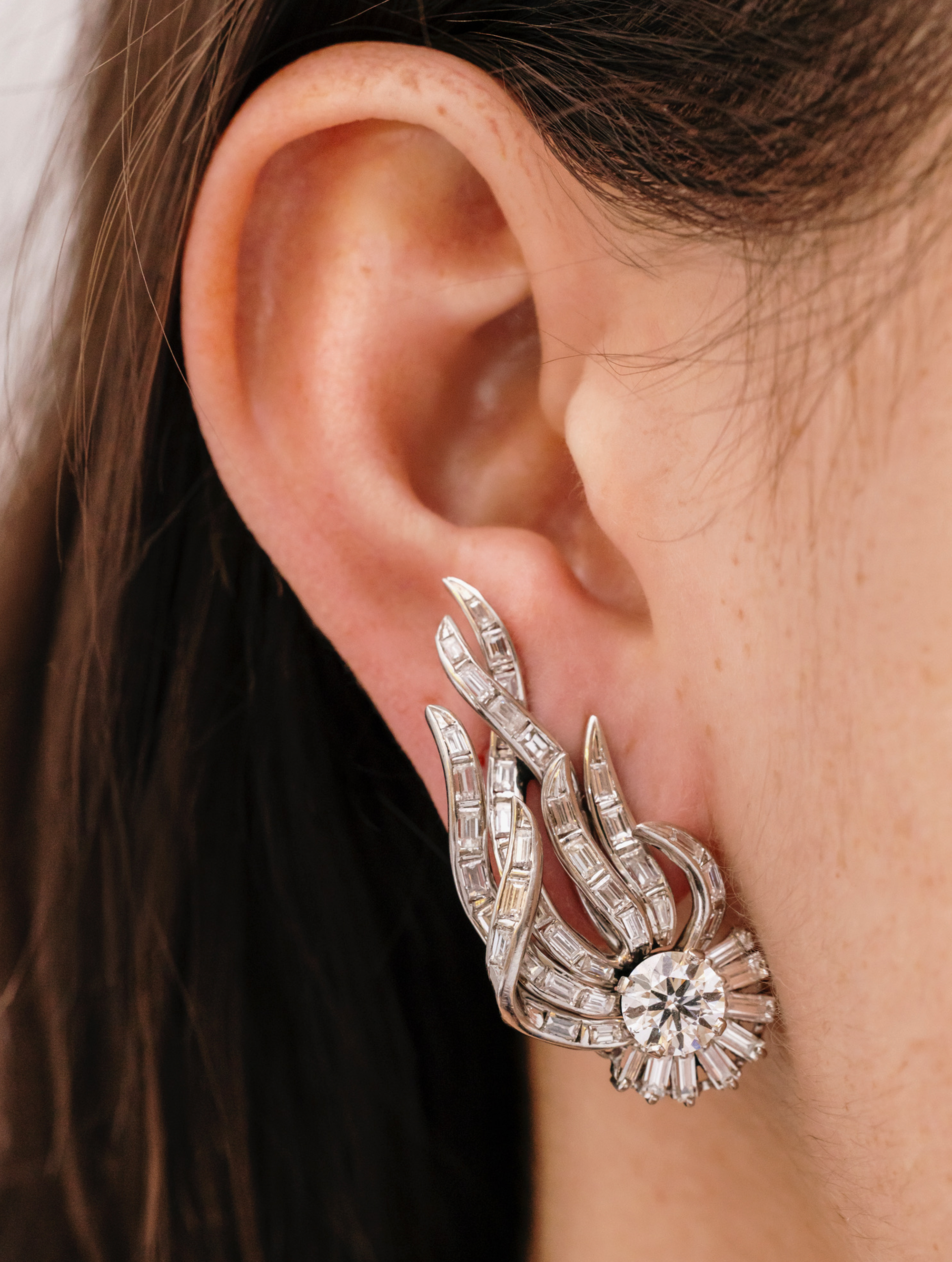 1950s Diamond Flame Earrings