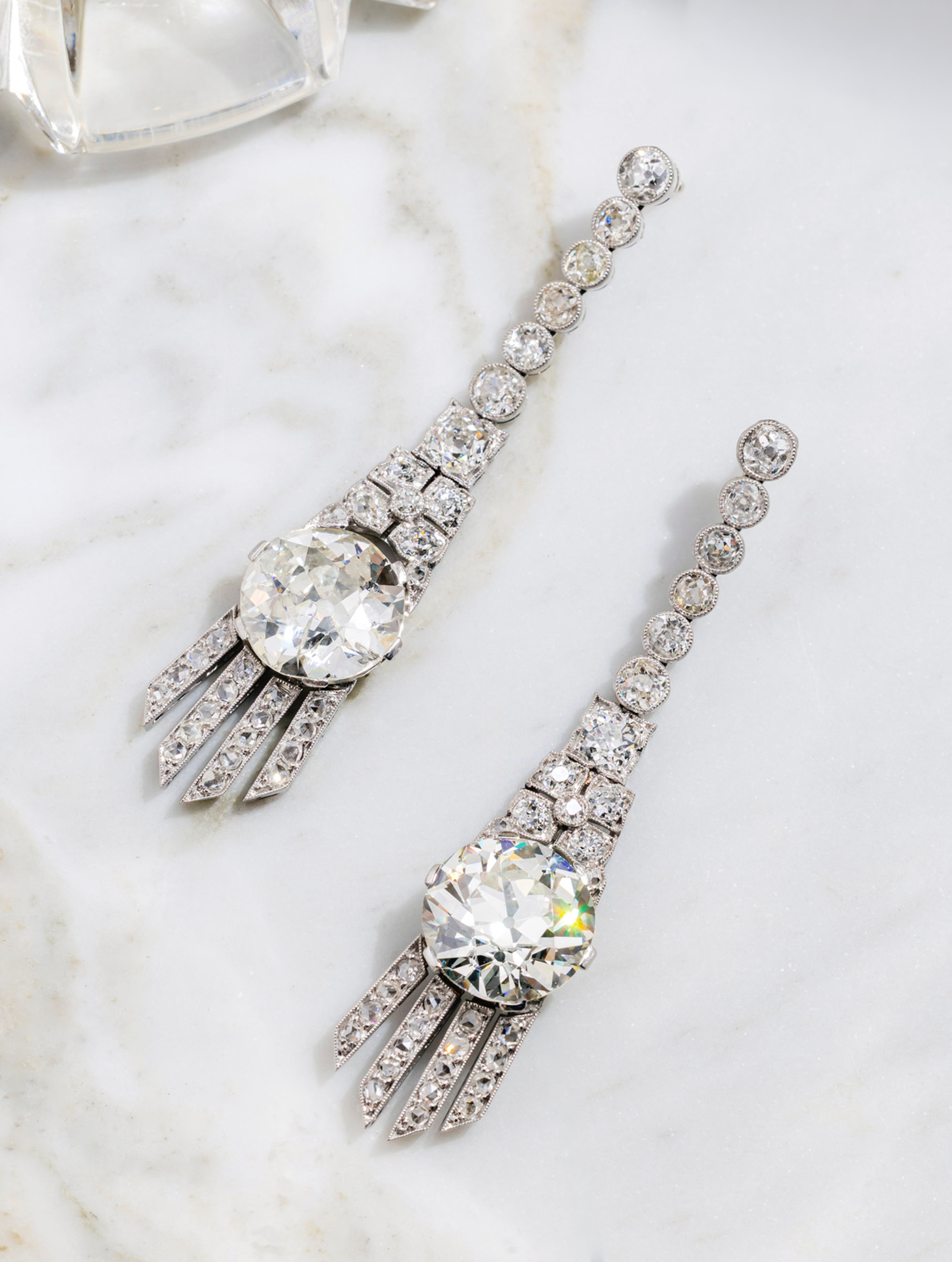 Important Art Deco Diamond Chandelier Earrings