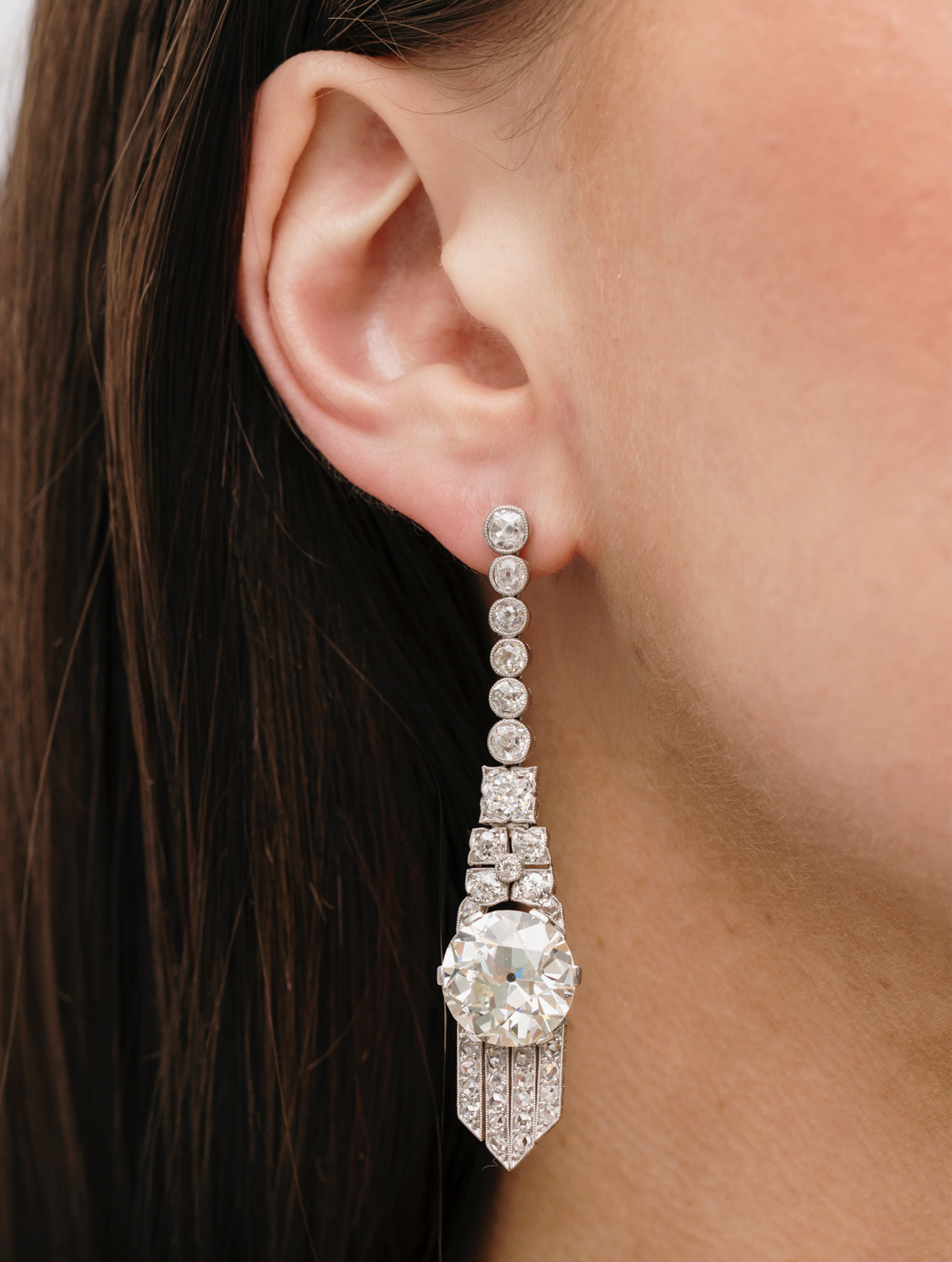 Important Art Deco Diamond Chandelier Earrings