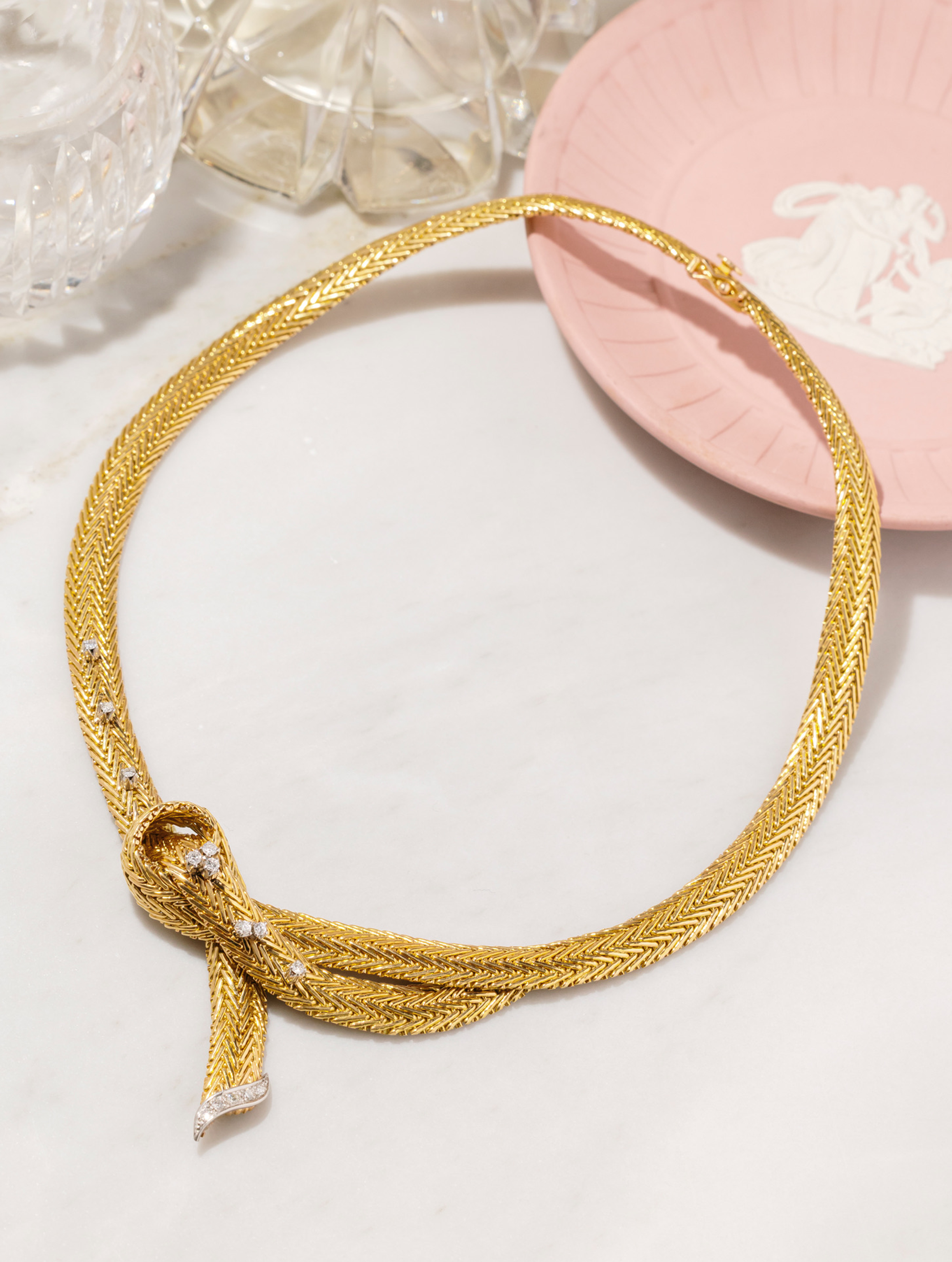 1950s Gold Mesh Diamond Collar