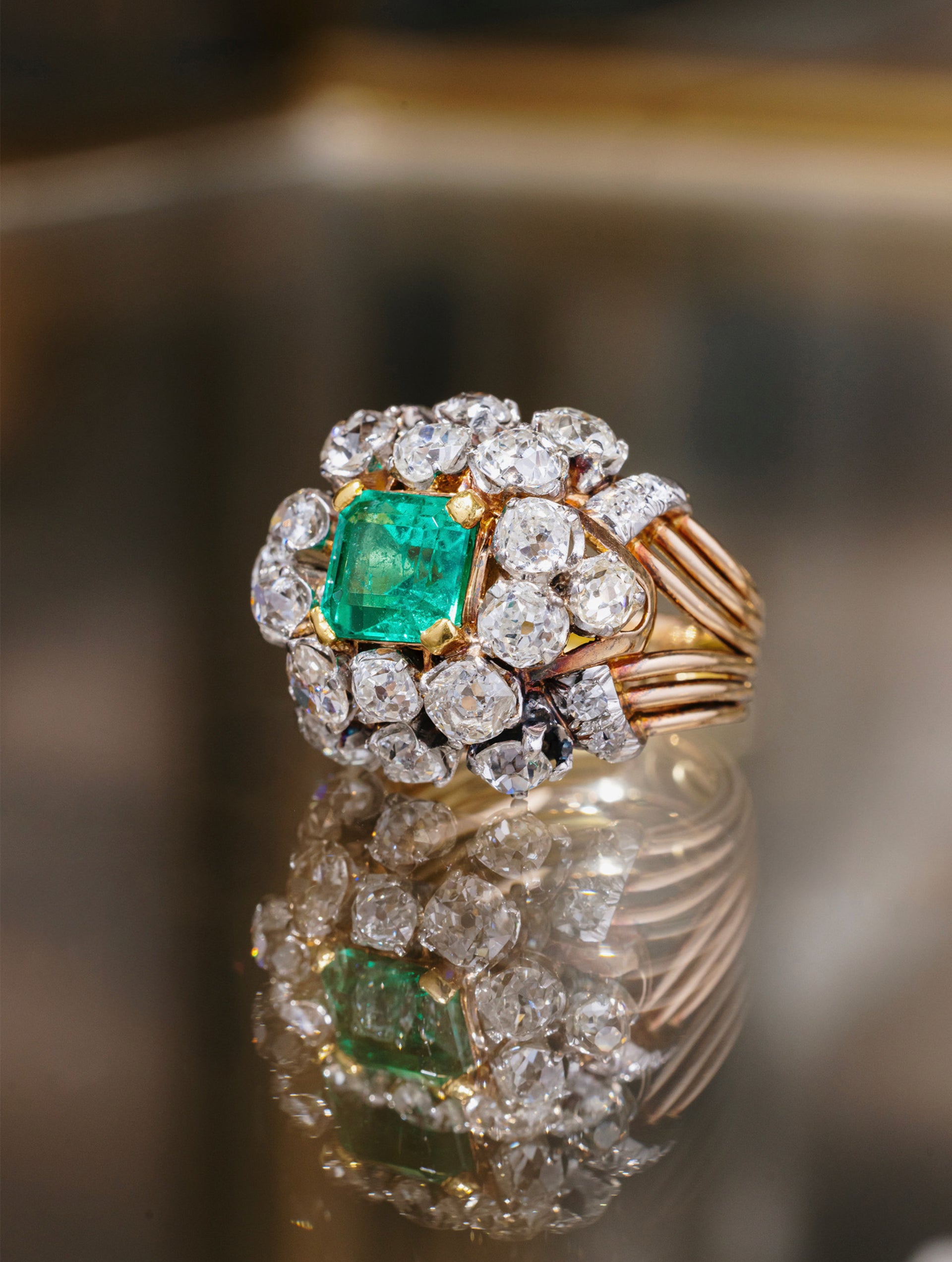 Antique Emerald and Diamond Ring