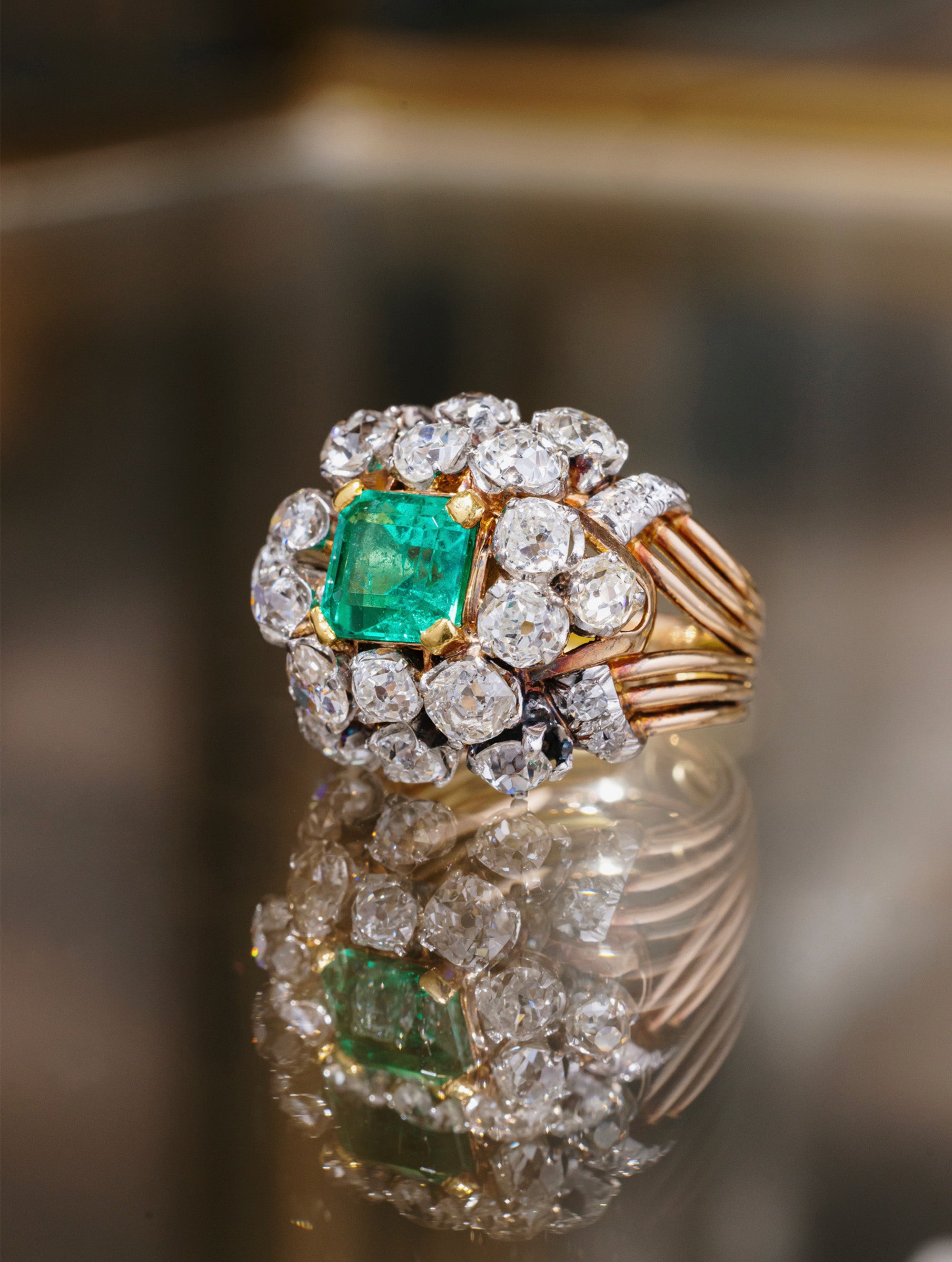 Antique Emerald and Diamond Ring