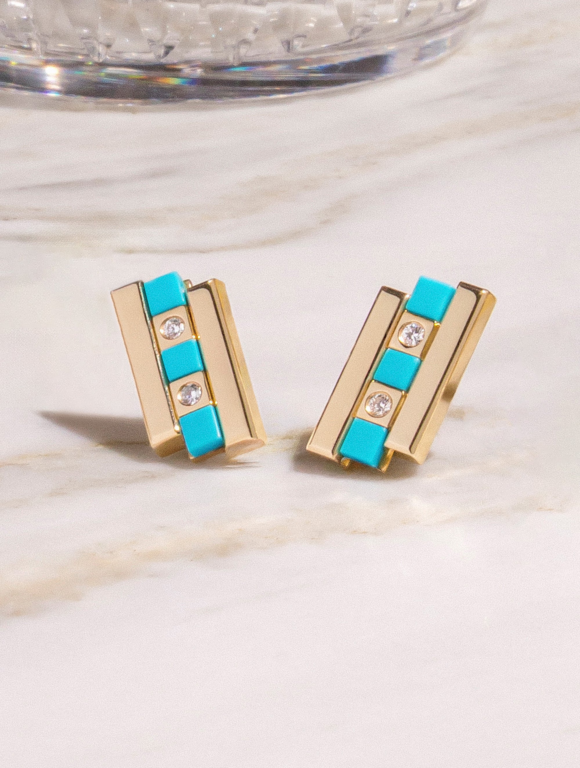 Carousel Turquoise & Diamond Earrings