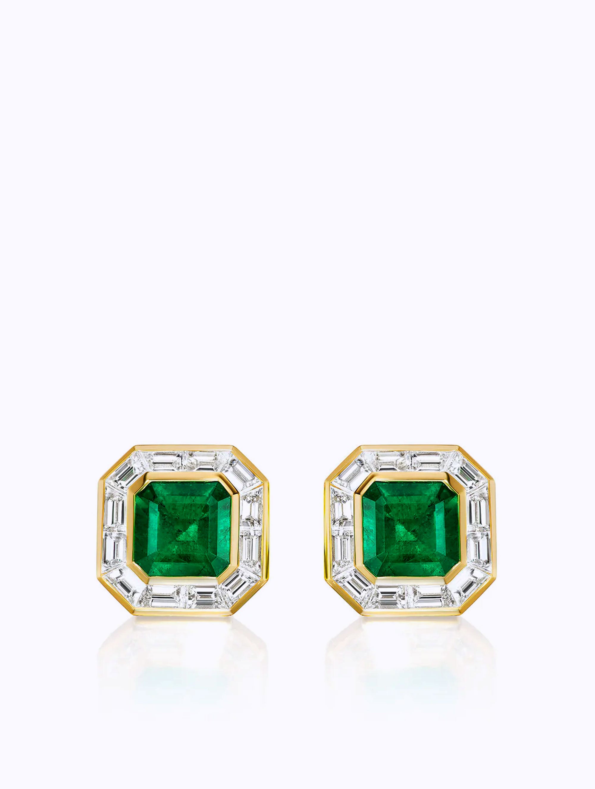 REGENT EMERALD & DIAMOND EARRINGS