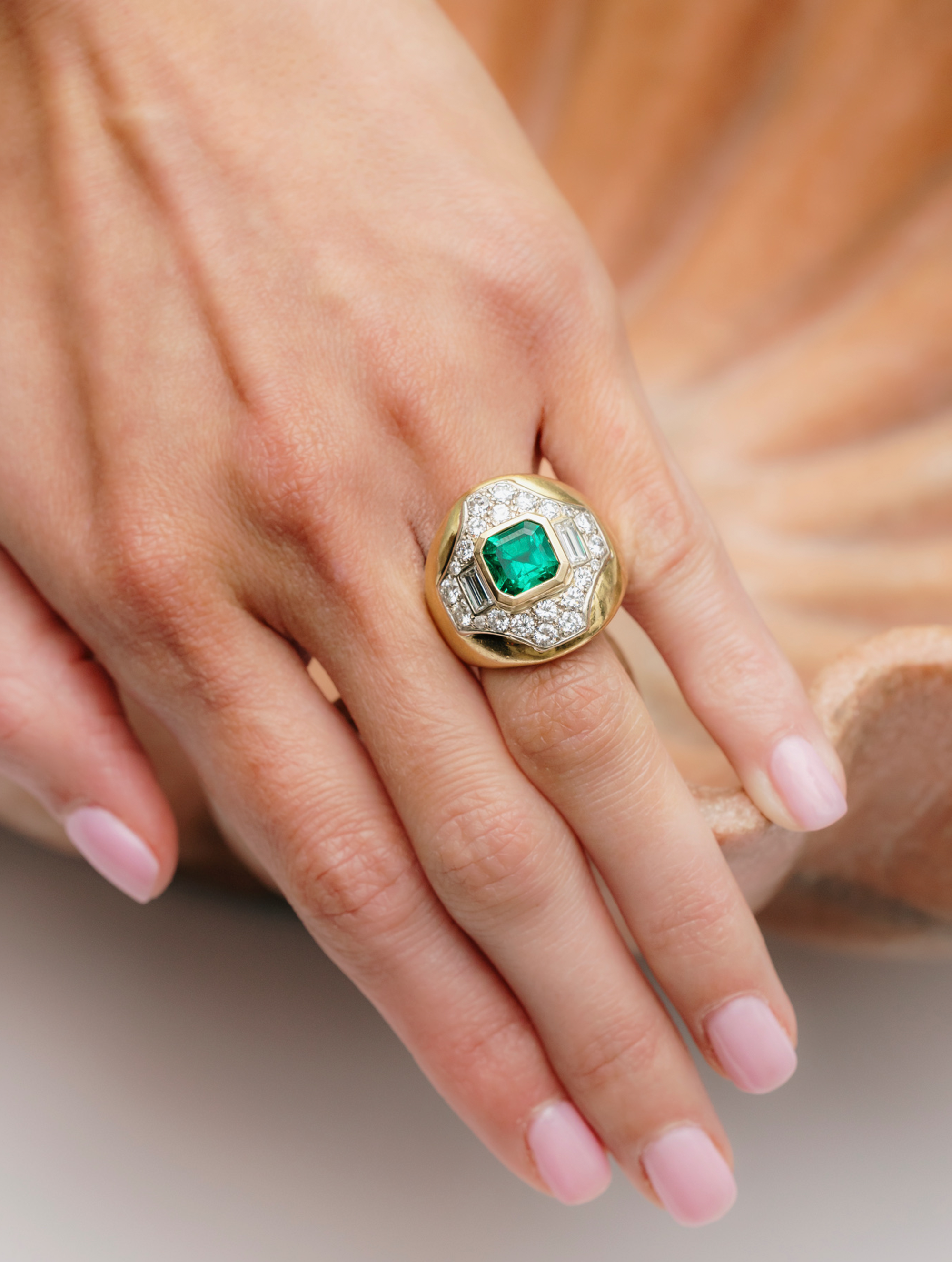 1960s Emerald & Diamond Cocktail Ring