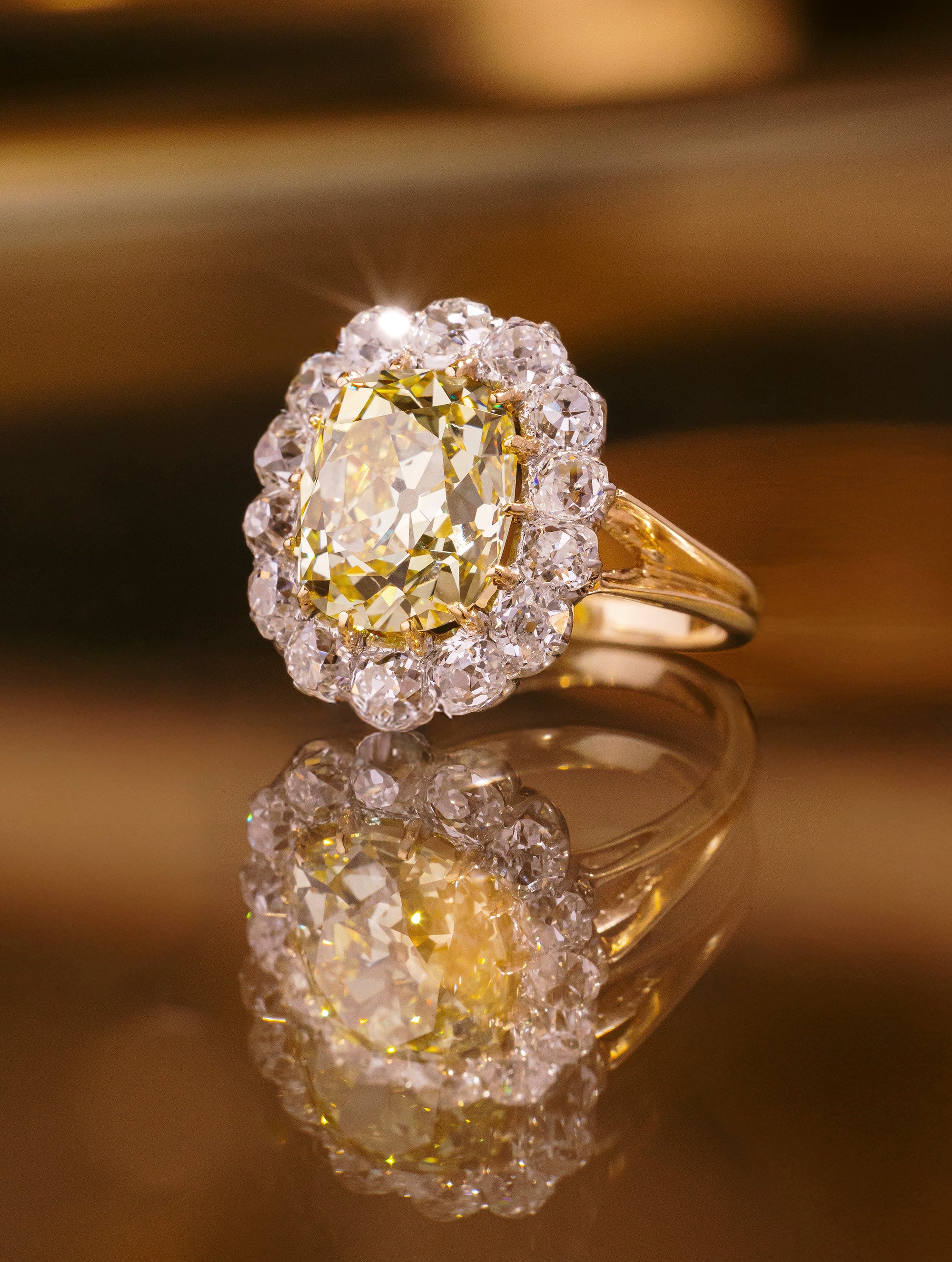 Antique Fancy Intense Yellow Diamond Ring, Circa 1900