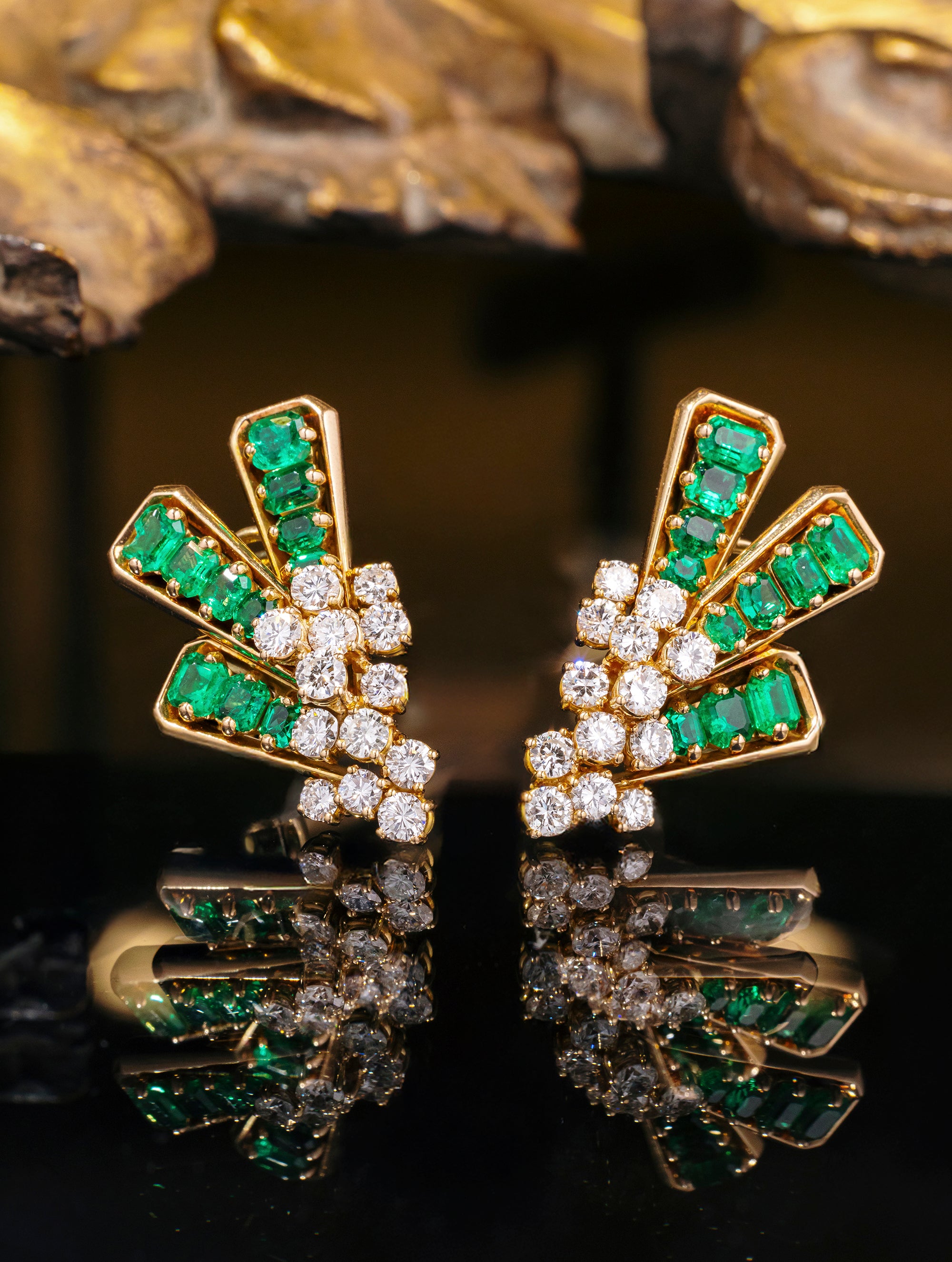 Vintage Emerald and Diamond Earrings